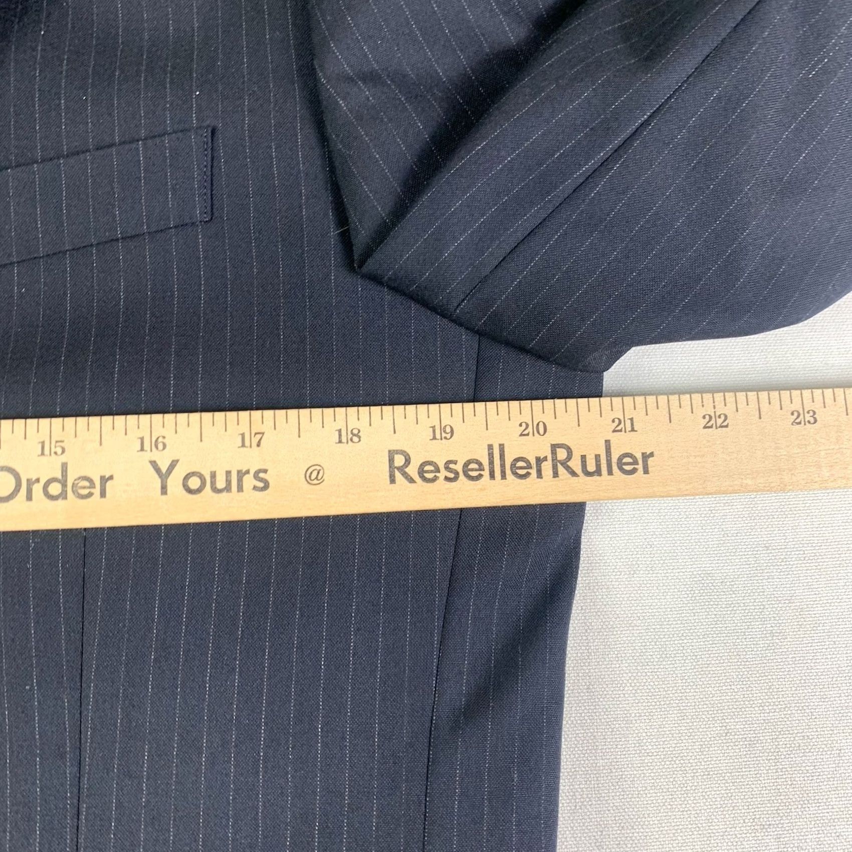 J.Crew J.CREW Ludlow Suit Jacket Men 40R Slim Super 120 Wool Black Pinstripe Notch Lapel Two-Button Single-Breasted Regular Fit Dress Coat Jacket Size 40R - 3 Thumbnail