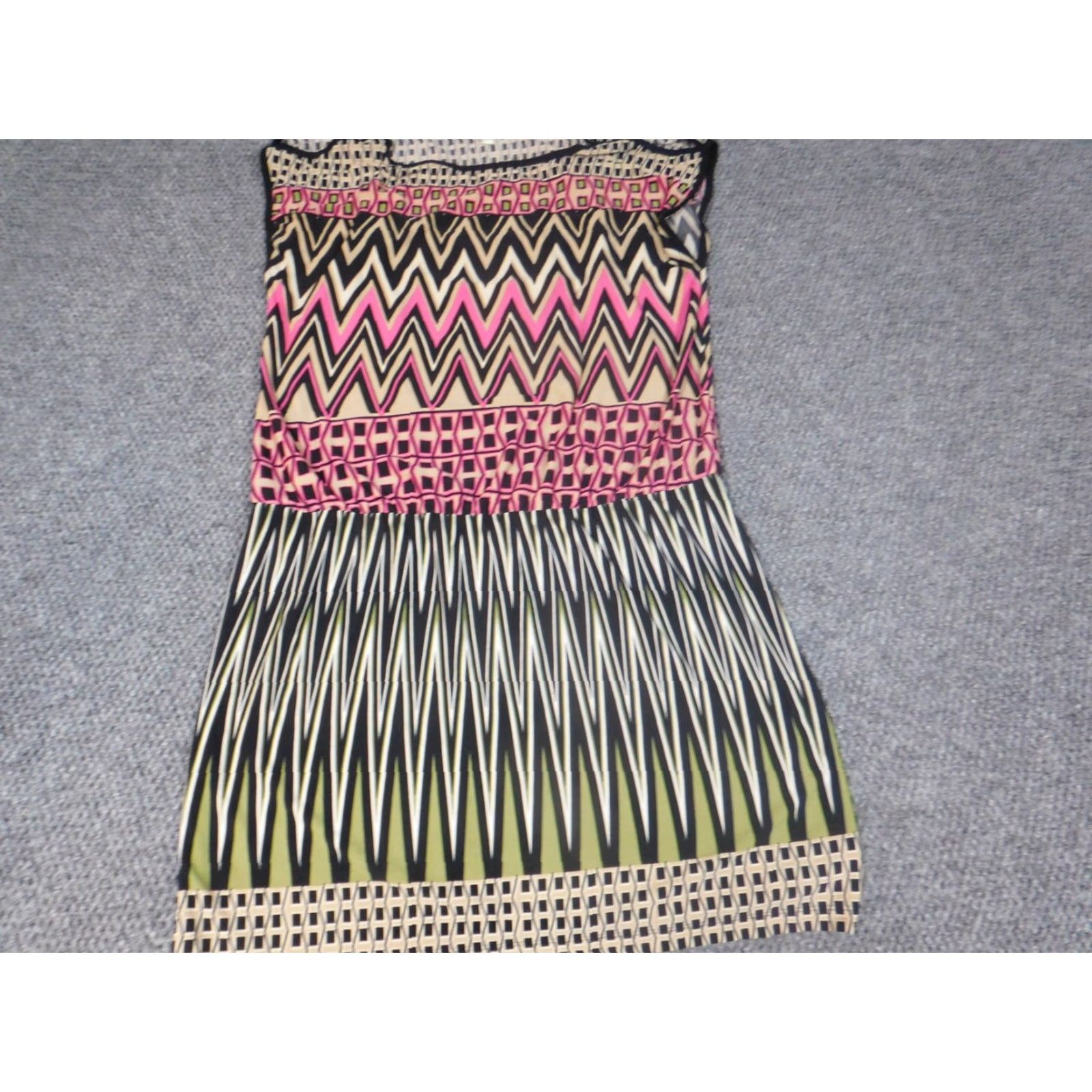 Vintage London Times Womens Dress A-Line Midi Blue 6 Polyester Knit Lined Stretch Crew Neck Puff Sleeve Casual Summer Size M / US 6-8 / IT 42-44 - 3 Thumbnail