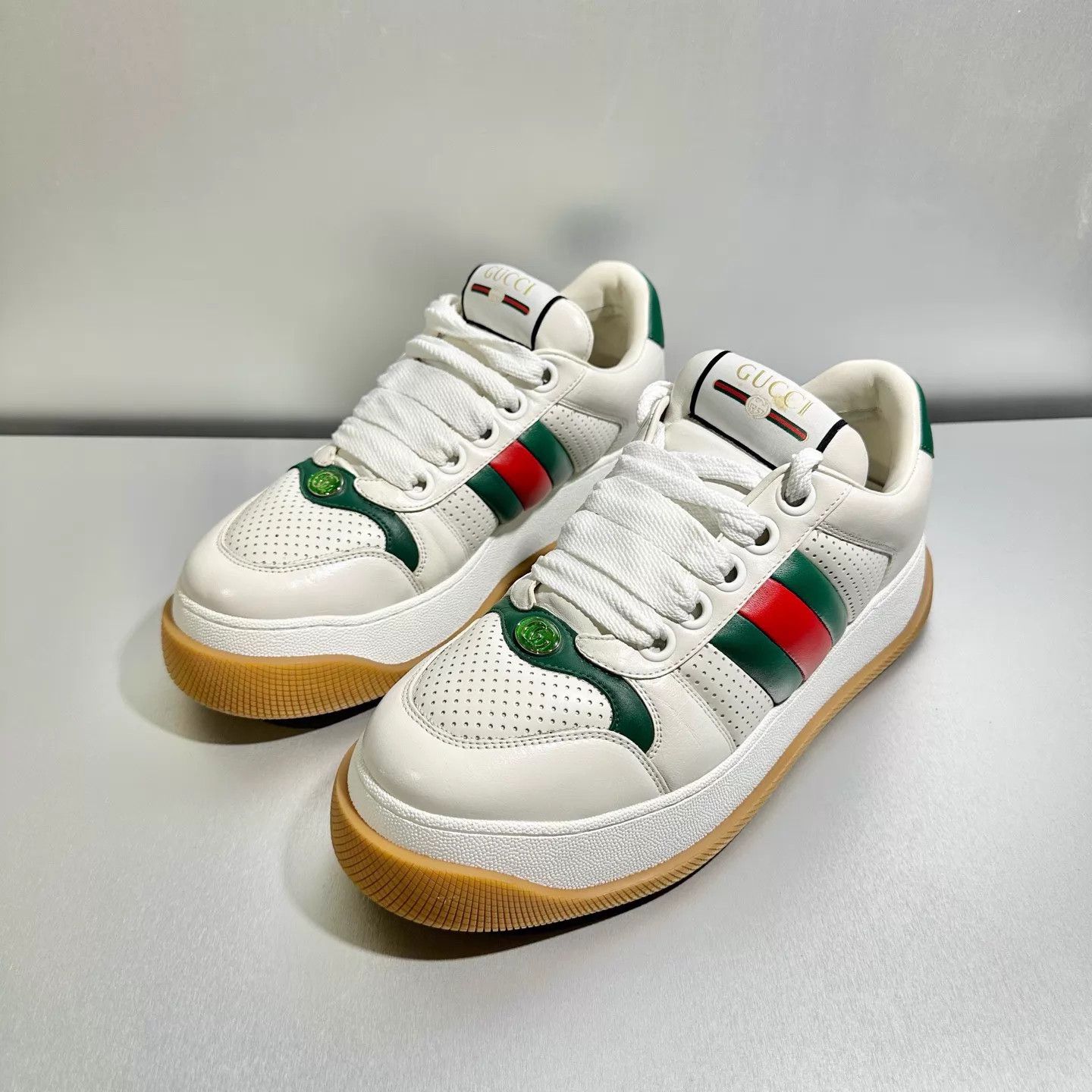 Gucci Gucci Screener White Green 44.5 EU LNIB Size US 11.5 / EU 44-45 - 1 Thumbnail
