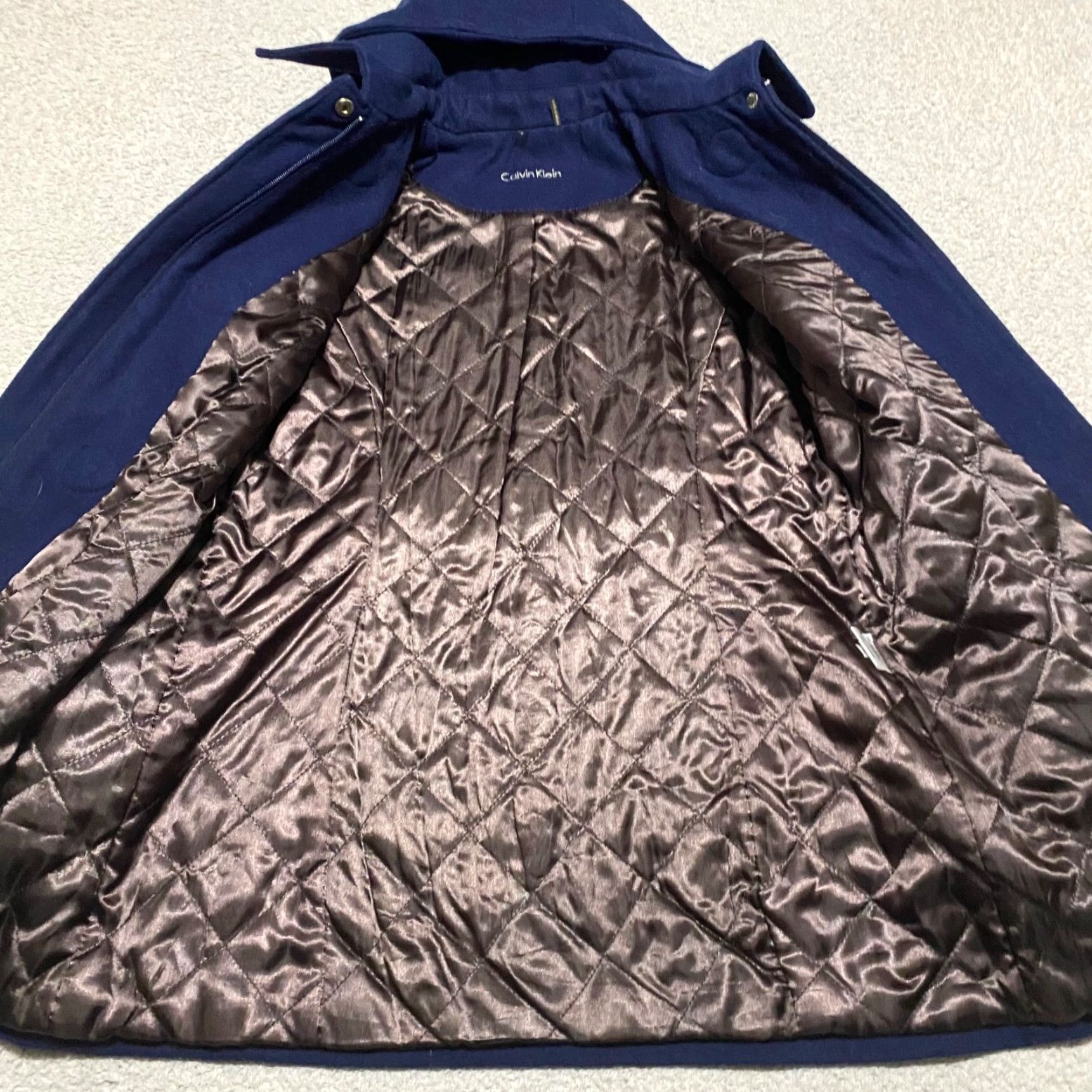 Calvin Klein Calvin Klein Womens Coat Wool Blend Quilt Lined Hooded Toggle Buttons Blue Mid-Length Regular Size 6 Womens Jacket Coat Size M / US 6-8 / IT 42-44 - 7 Thumbnail