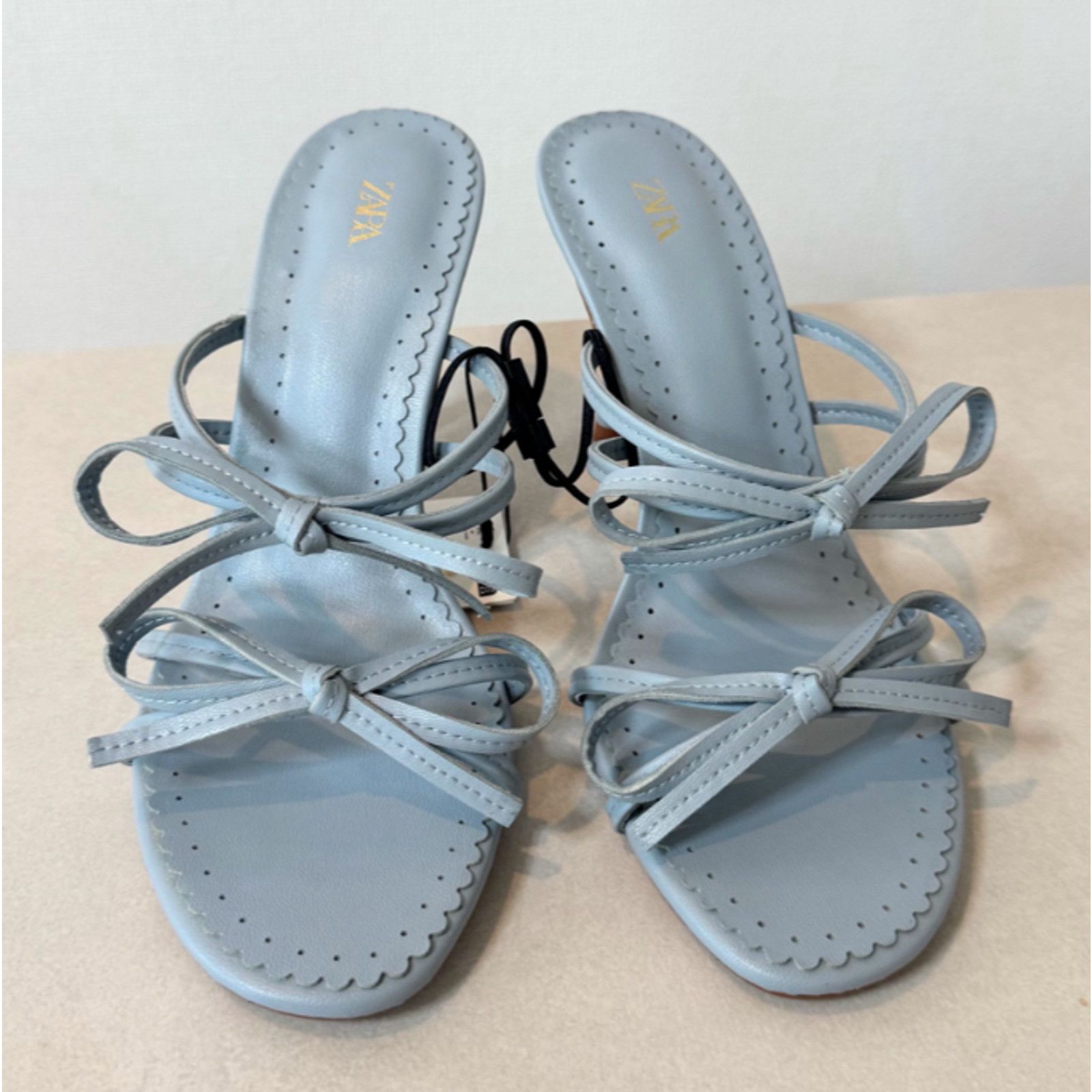 Zara ZARA women's Blue Strappy Heels NWT Size US 8 / IT 38 - 3 Thumbnail