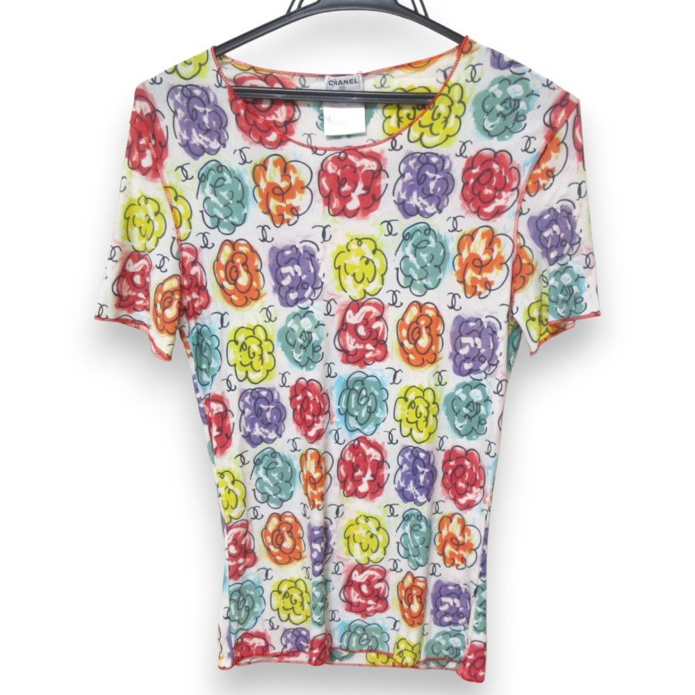 Chanel Chanel Chanel Camellia T-shirt Cotton T-Shirts P11246 DUTY FREE for USA Size ONE SIZE - 1 Thumbnail