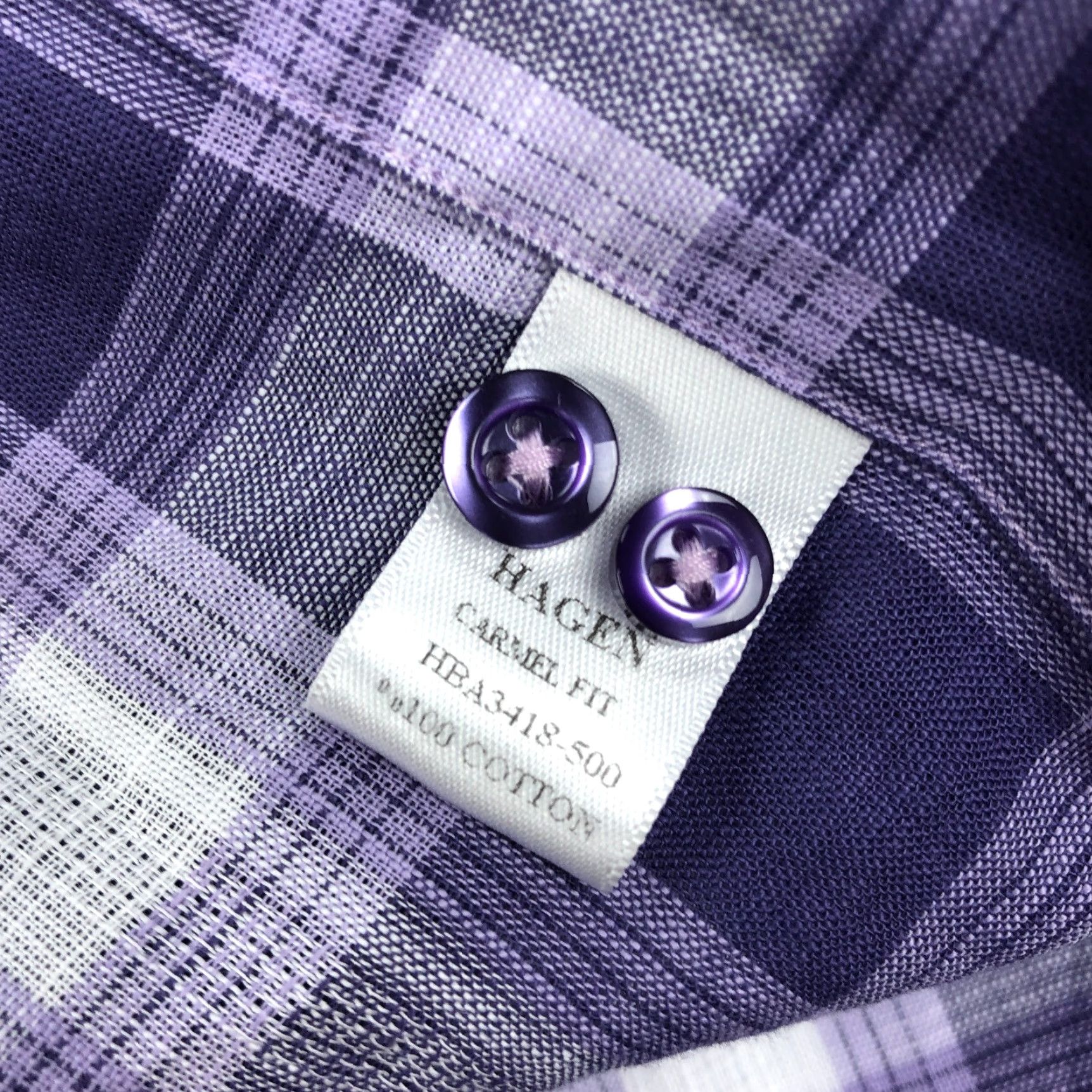 Vintage Hagen Shirt Mens Large Purple Plaid Long Sleeve Button Up Size US L / EU 52-54 / 3 - 7 Thumbnail