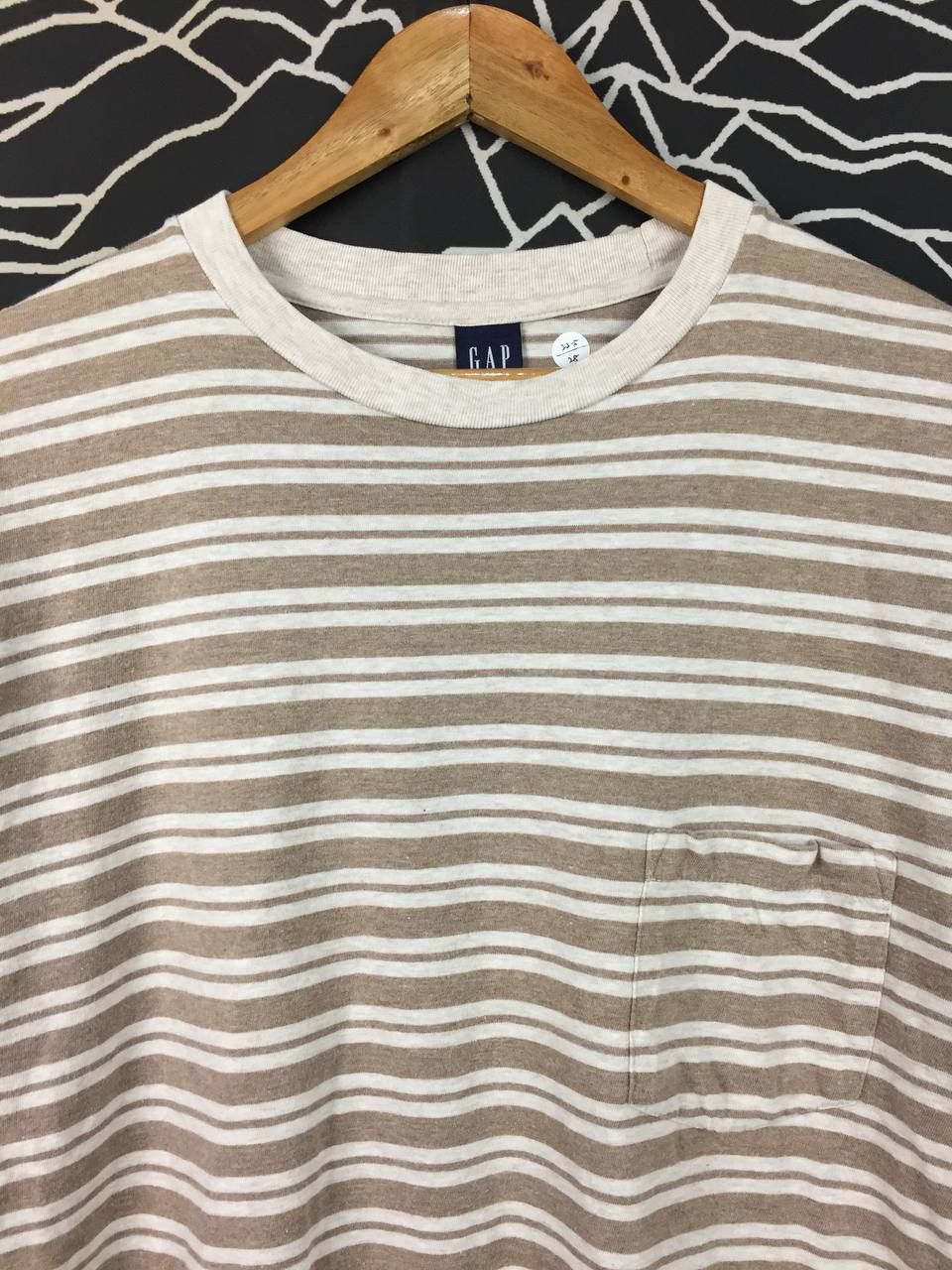 Gap Vtg GAP Striped Earth Tone Boho 90s Y2K Pocket Tee Size US M / EU 48-50 / 2 - 3 Thumbnail