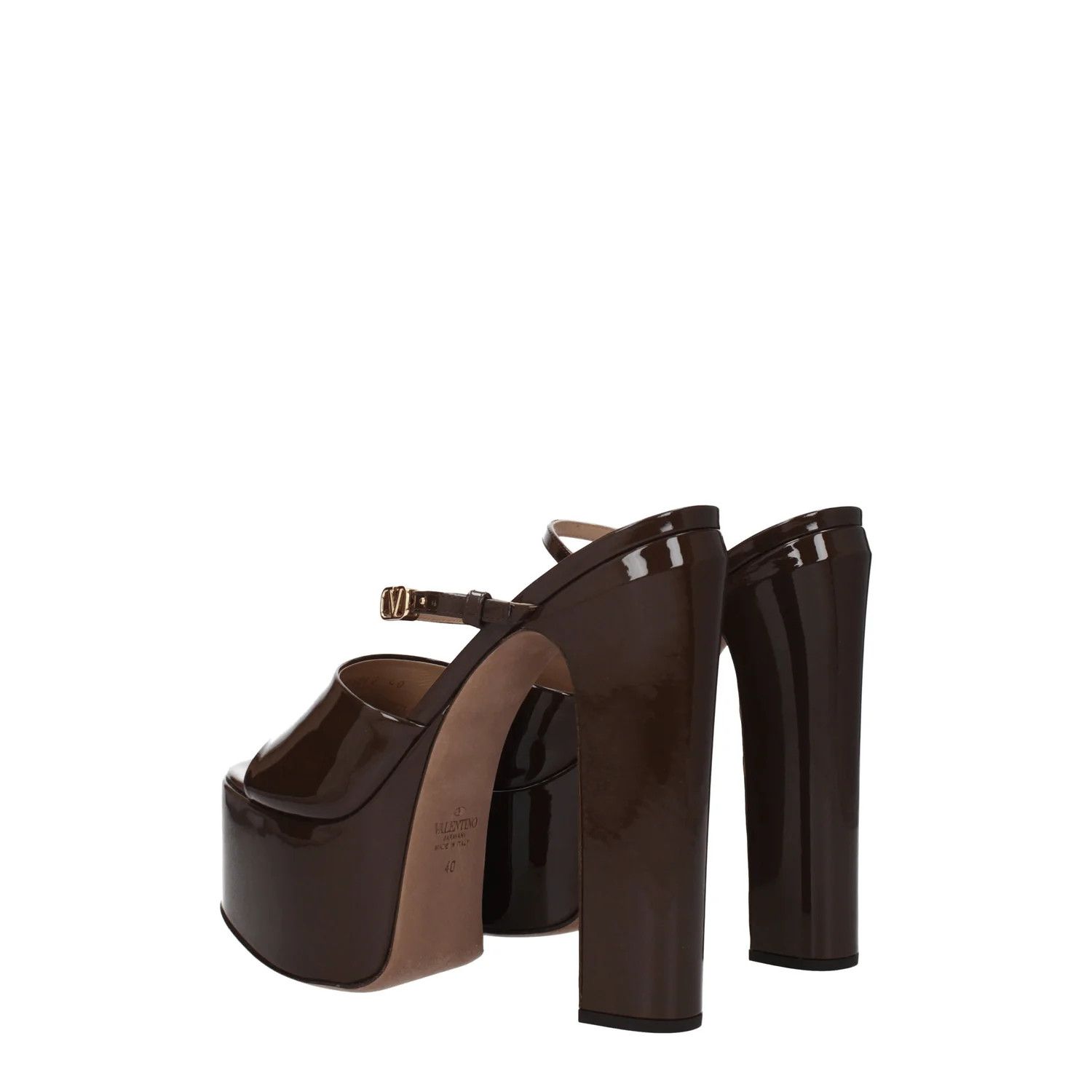 Valentino ob1o1e1224 Patent Leather Sandals in Chocolate Brown Size US 10 / IT 40 - 4 Thumbnail