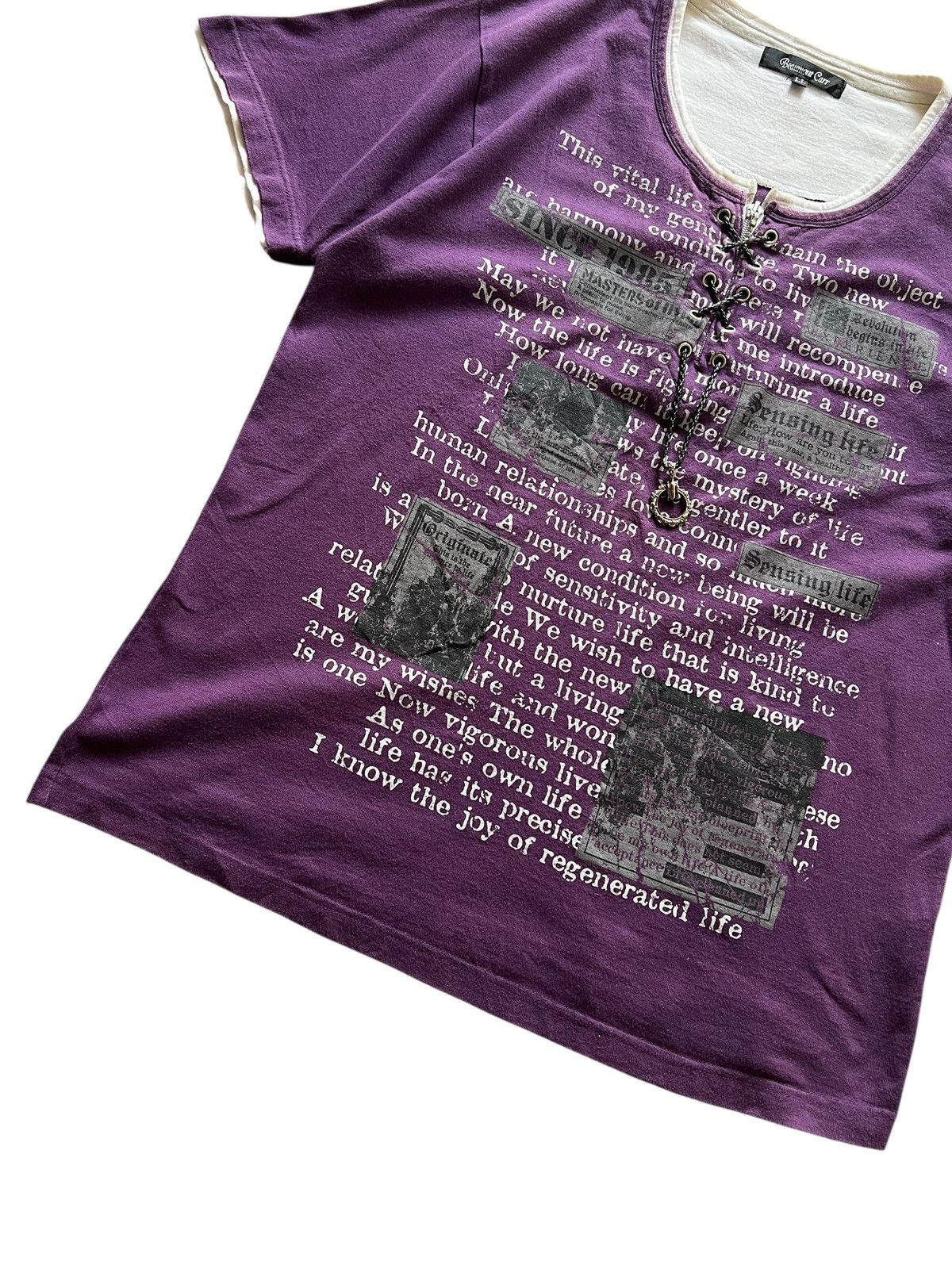 Seditionaries 2000s Beaumont Carr Lace Up Chain Poem Tshirt Size US L / EU 52-54 / 3 - 6 Thumbnail