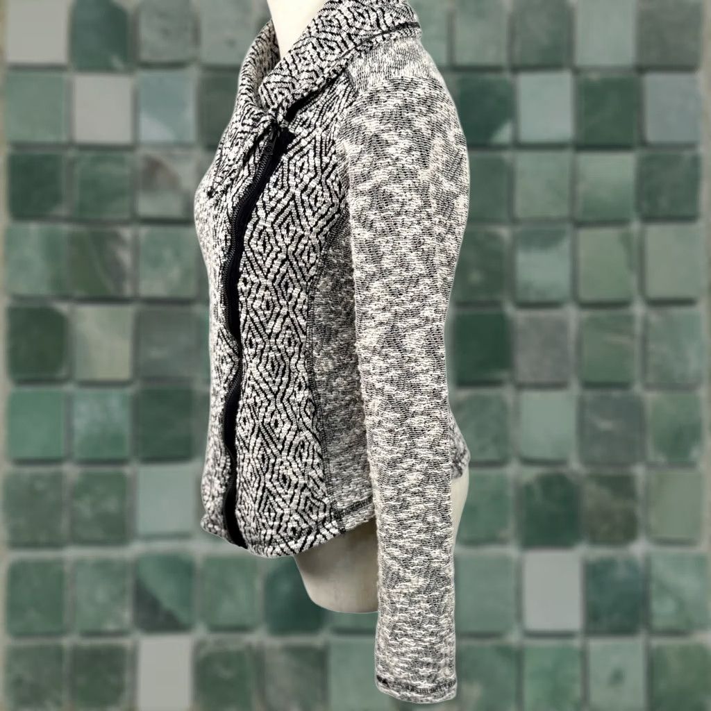 Lucky Brand Lucky Brand S Boucle Knit Sweater Moto Jacket Geometric Diamond Asymmetrical Zip Coat Size S / US 4 / IT 40 - 1 Thumbnail