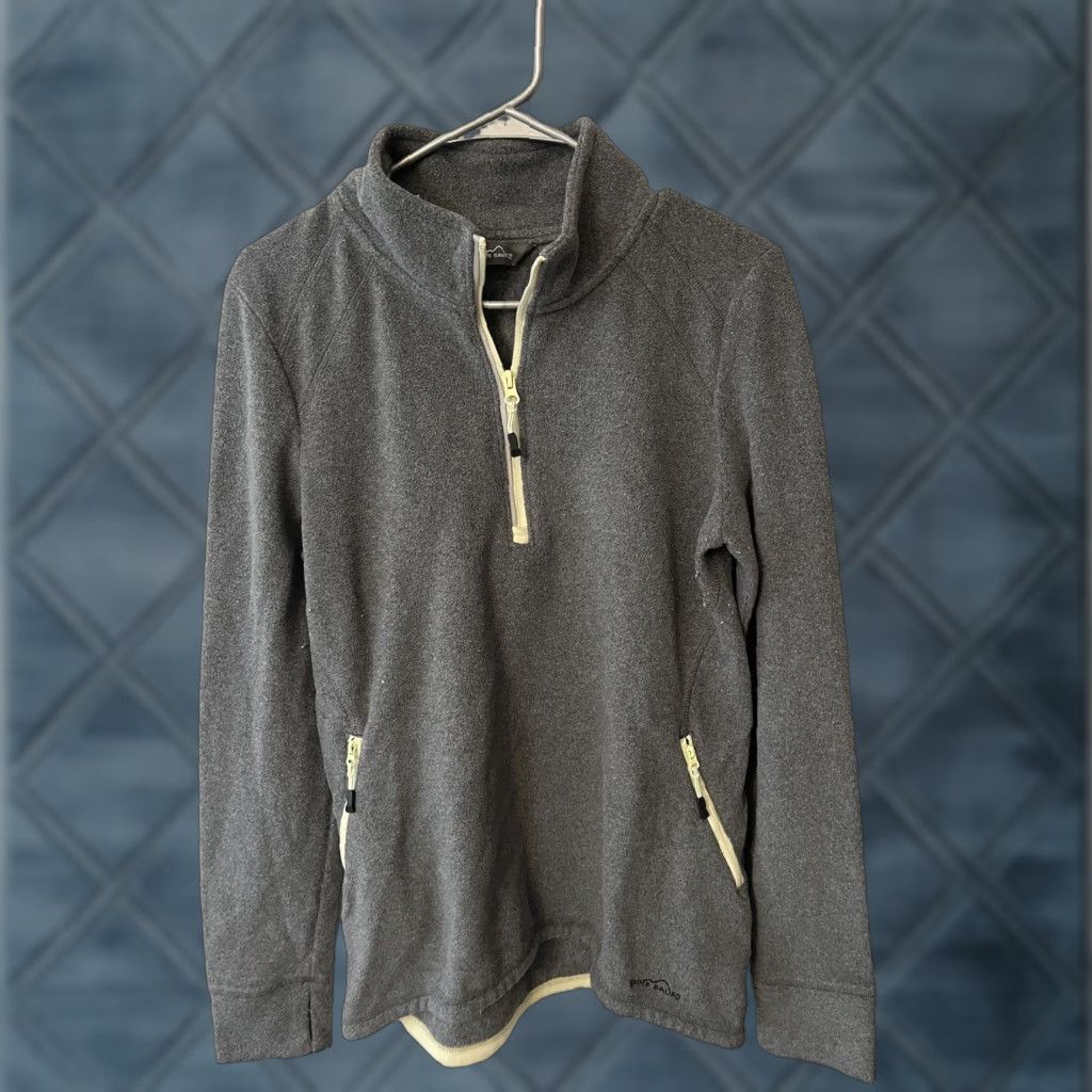 Eddie Bauer Eddie Bauer Men’s Sweater 1/4 Zip Fleece Gray L Large Pockets Size US L / EU 52-54 / 3 - 1 Thumbnail