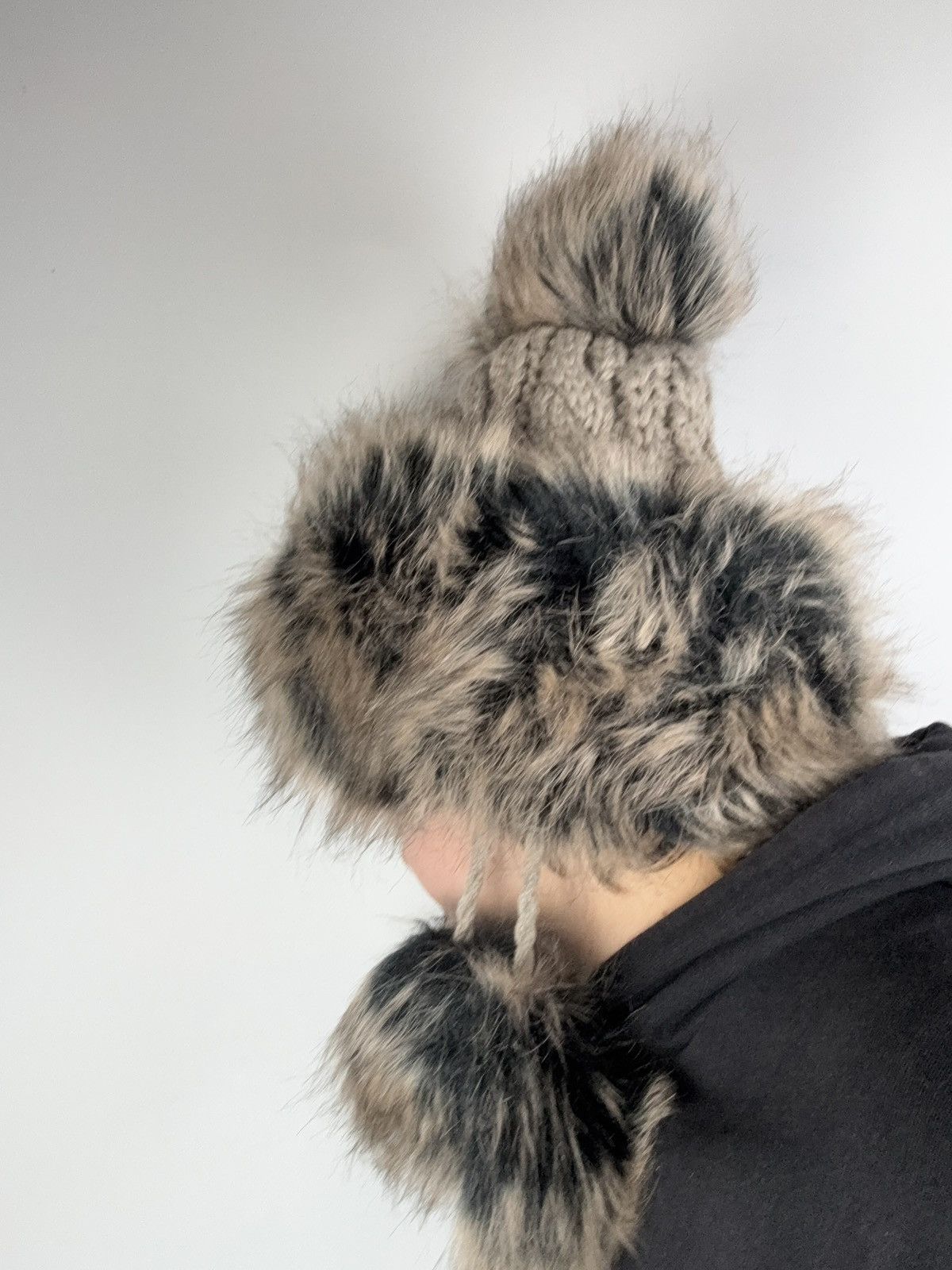 Japanese Brand Japanese 00s Y2K Retro Avant Garde Mohair Fuzzy Trapper Hat Size ONE SIZE - 4 Thumbnail