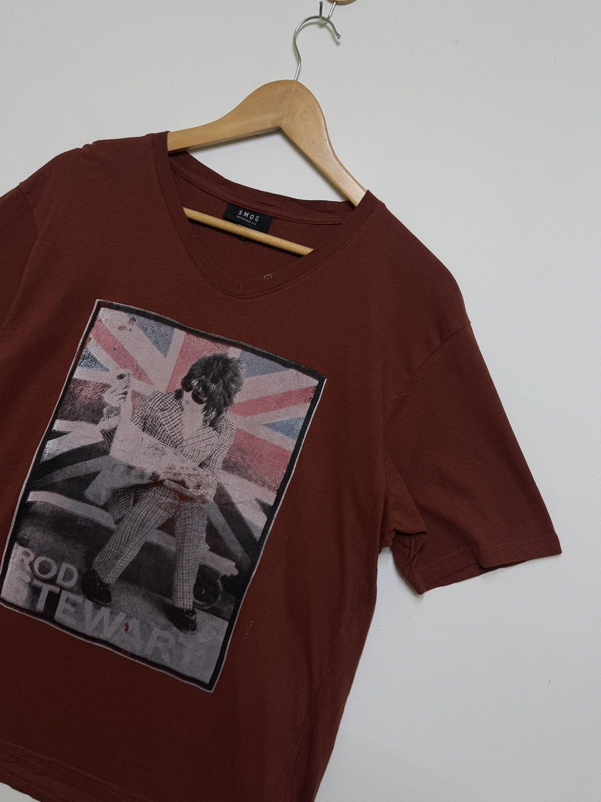 Band Tees Rare Rod Stewart V Neck Brown Tee Size US M / EU 48-50 / 2 - 4 Thumbnail