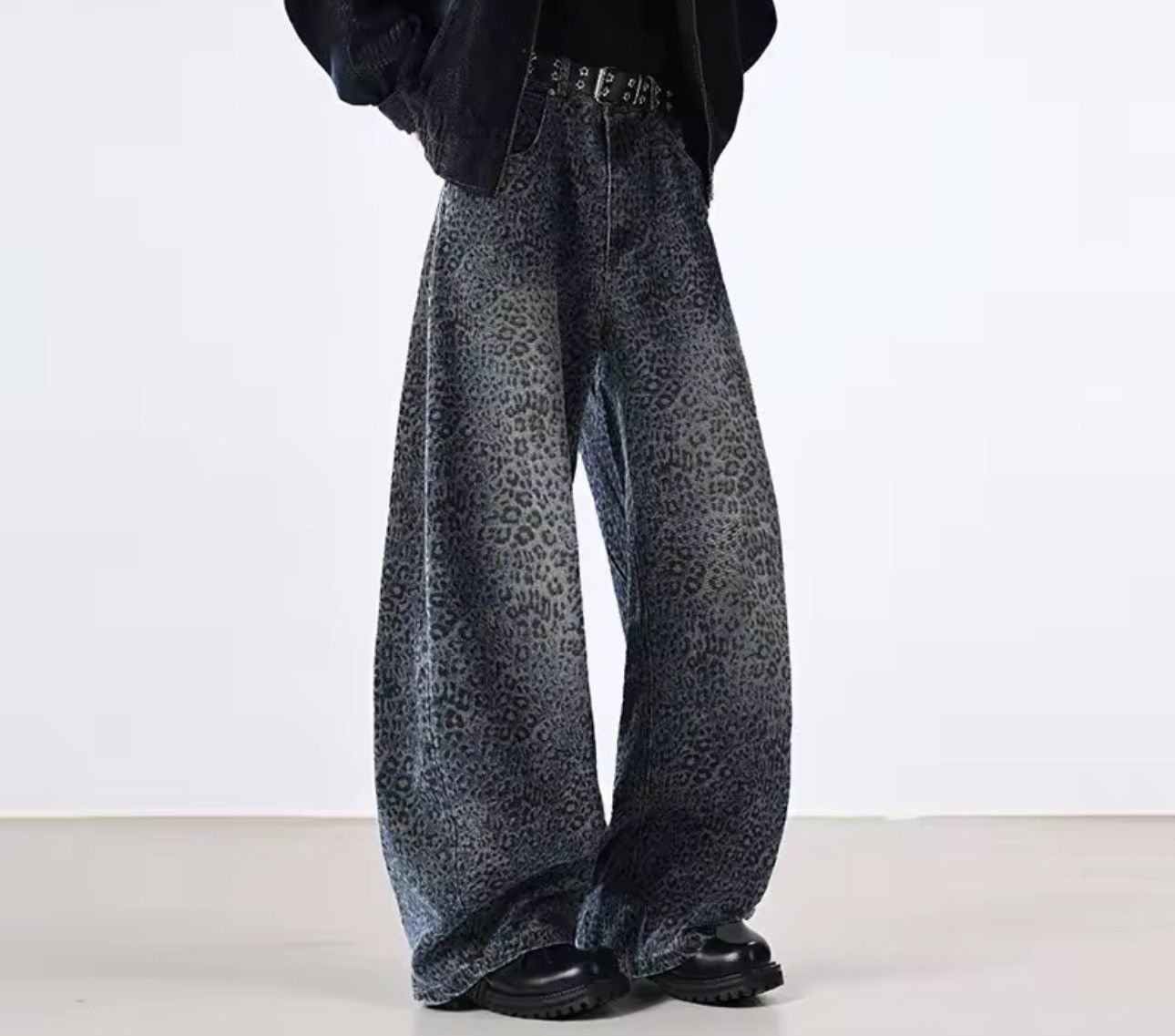 Other Leopard Baggy Gradient Drip Streetwear Loose Jeans Pants Size US 30 / EU 46 - 2 Thumbnail