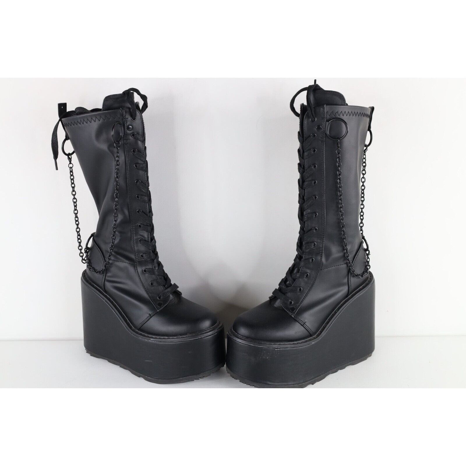 Vintage Vintage 90s Y2K Gothic Chain Dominatrix Platform Boots Size US 9 / IT 39 - 1 Thumbnail