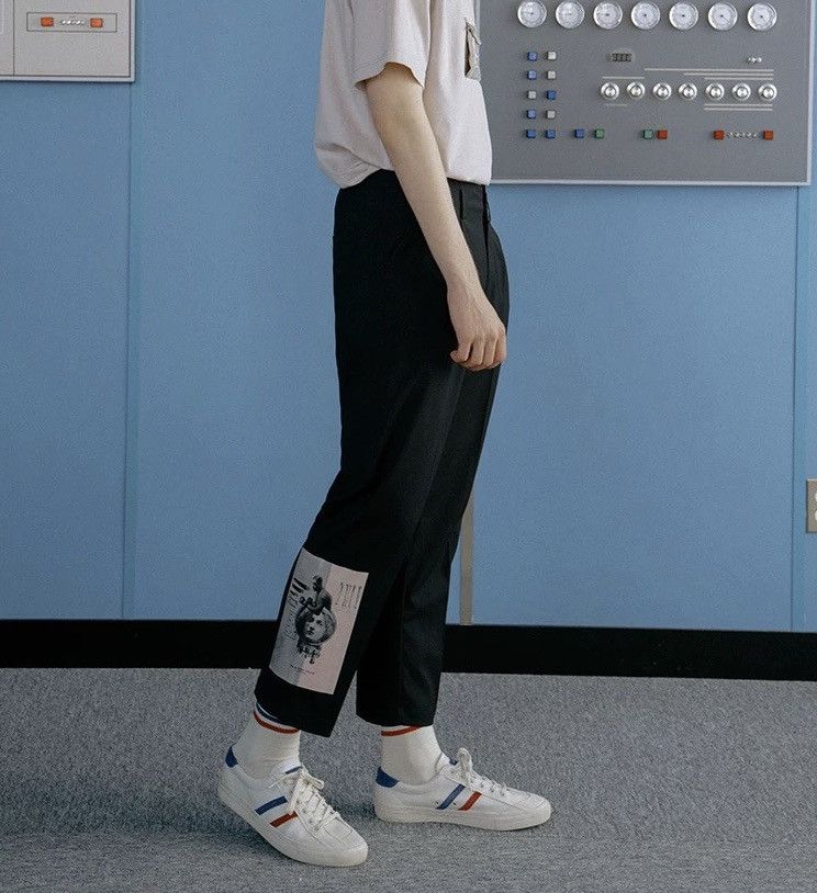 Other Black Cropped Pants w/ Artistic Print Patches – Size M Size 29" - 3 Thumbnail