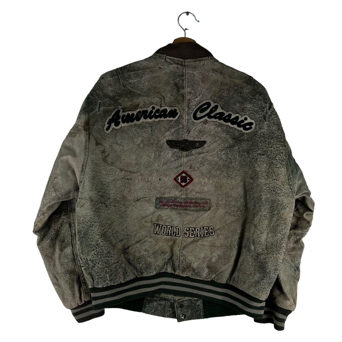 Japanese Brand 🔥VINTAGE BOMBER LEATHER JACKET BACK FIRE OVER PRINT PRINTED Size US L / EU 52-54 / 3 - 1 Thumbnail