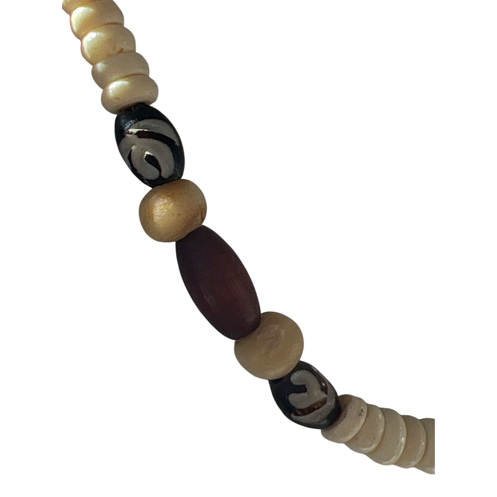 Other Vintage Carved Bead Necklace Wood Acrylic Tribal Silver Tone Size ONE SIZE - 2 Thumbnail