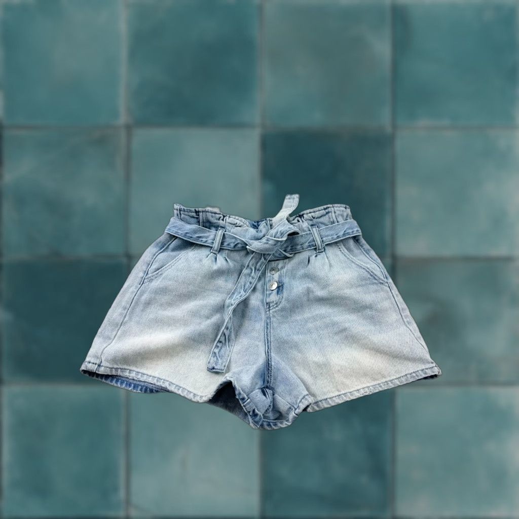 American Eagle Outfitters American Eagle Outfitters Shorts Womens 10 Blue Faded Denim Paperbag Mom Button Fly Inseam 3 in Stretch Pockets Casual Summer Spring Regular Womens Size 32" / US 10 / IT 46 - 1 Thumbnail