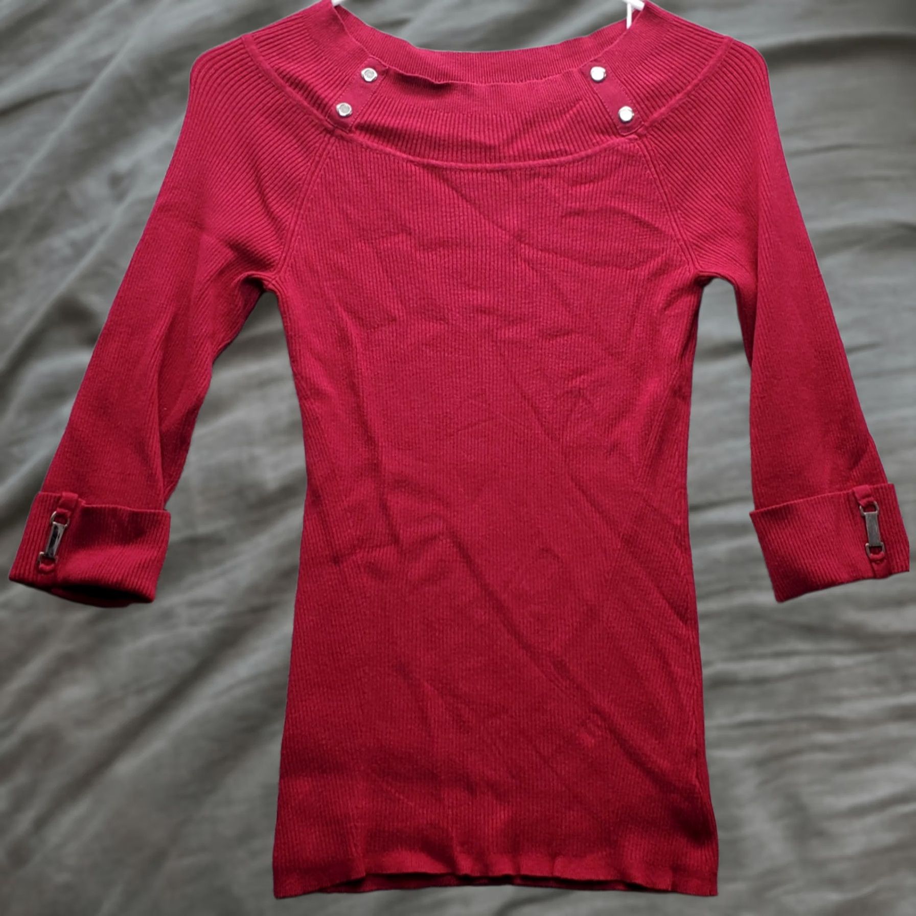White House Black Market White House Black Market Pink Ribbed Knit Tunic Sweater Womens Medium Crew Neck Size M / US 6-8 / IT 42-44 - 1 Thumbnail