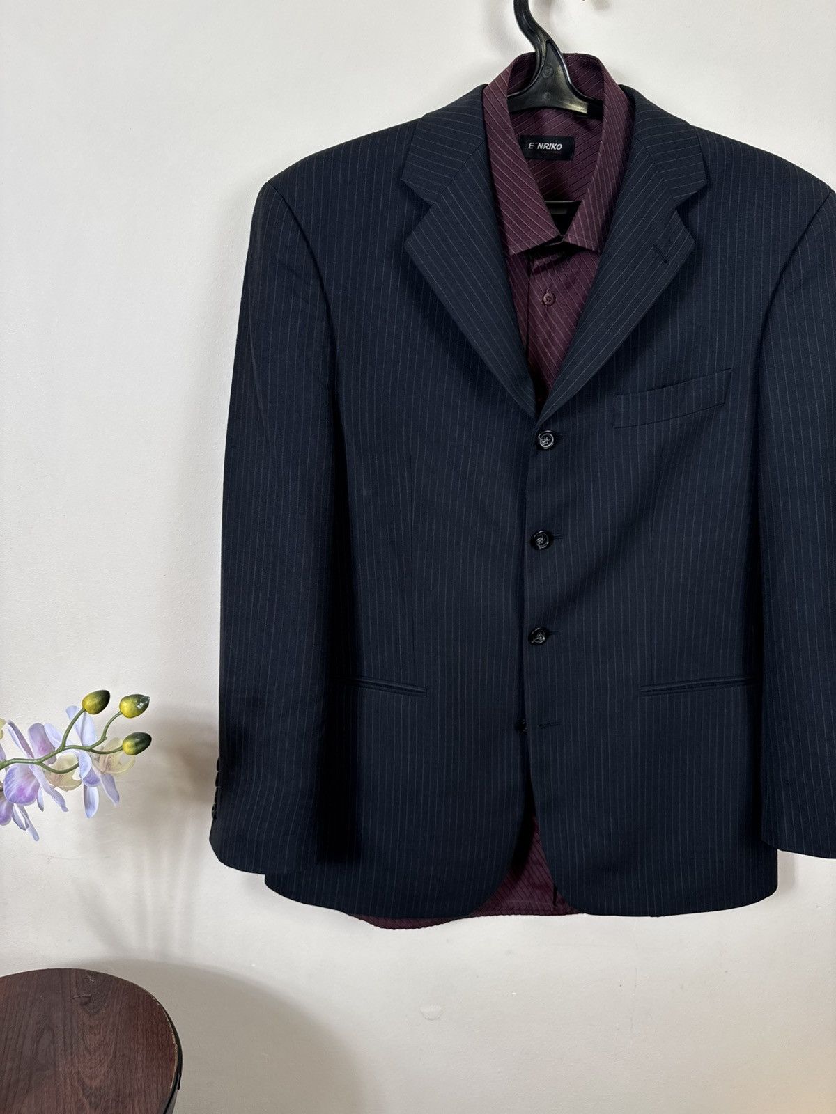 Yves Saint Laurent Vintage Yves Saint Laurent Blazer YSL Black Striped L Jacket Size 50R - 4 Thumbnail