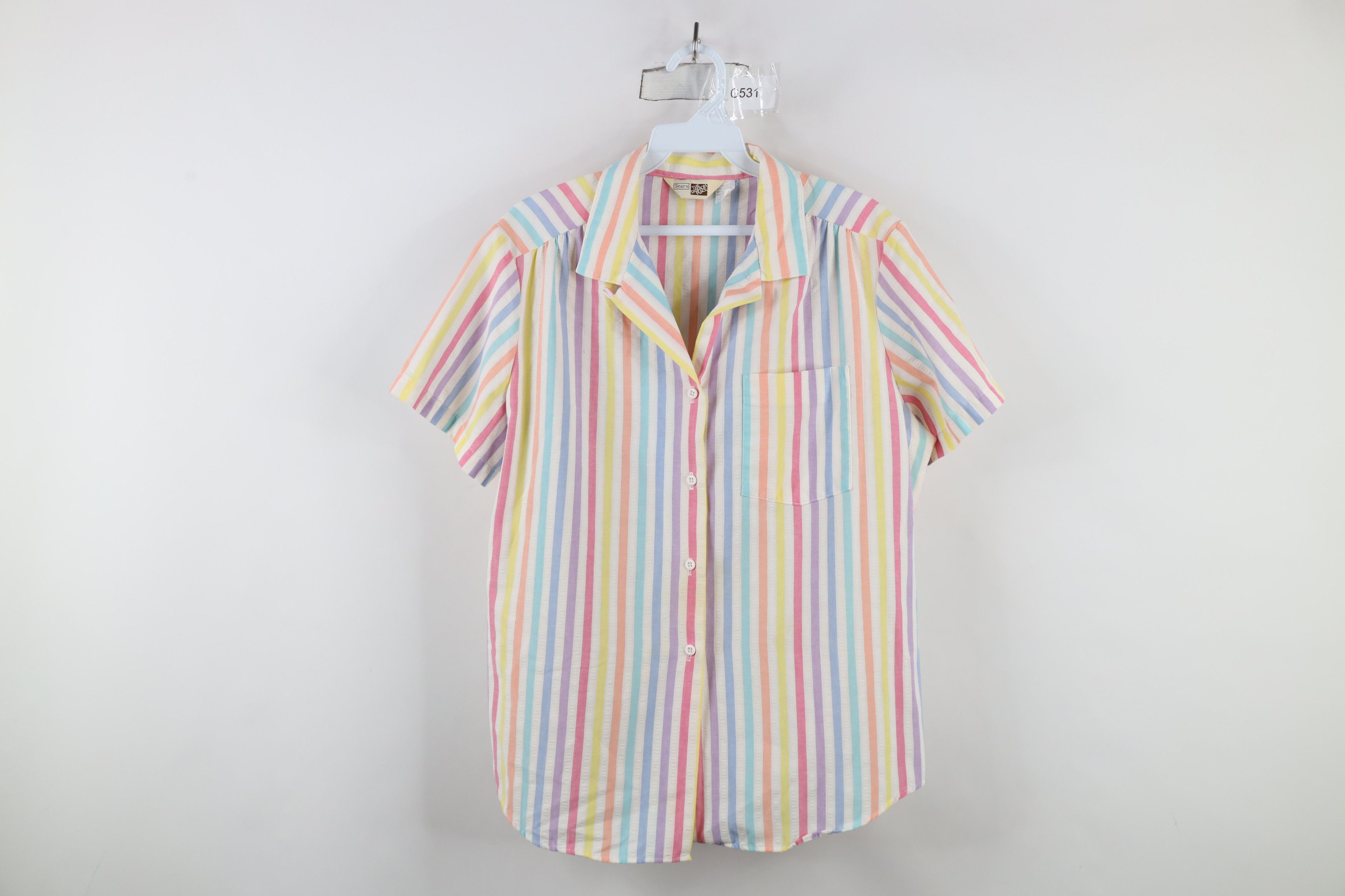Vintage Vintage 70s Streetwear Rainbow Striped Button Shirt USA Size XXL / US 16-18 / IT 52-54 - 1 Thumbnail