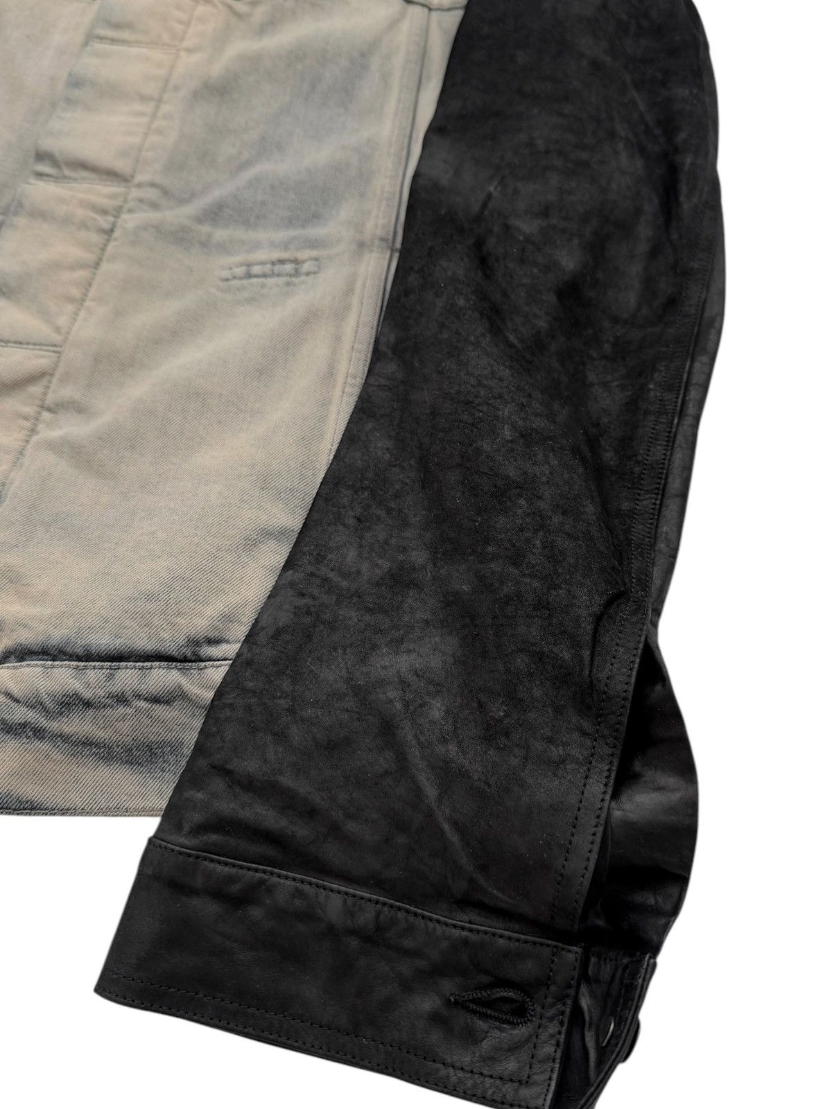 Rick Owens RARE Crust Oil Calf Stooge Denim Hybrid Trucker Jacket Size US M / EU 48-50 / 2 - 3 Thumbnail