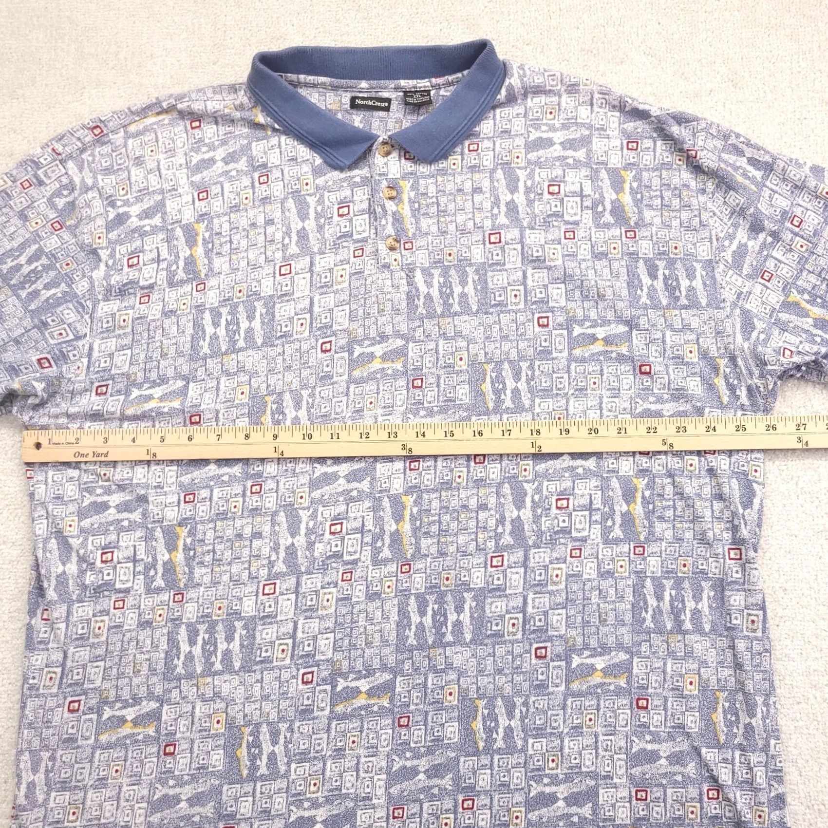 Vintage Northcrest Polo Shirt Short Sleeve All Over Shark Print XXL Mens Size US XXL / EU 58 / 5 - 2 Thumbnail