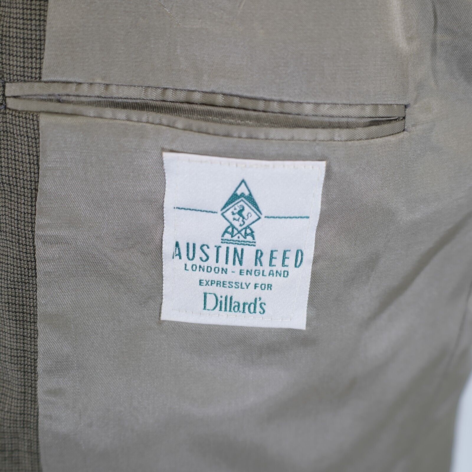 Austin Reed Austin Reed Thick Wool Green Beige Check Sport Coat 46R 3 Bu Size 46R - 8 Thumbnail