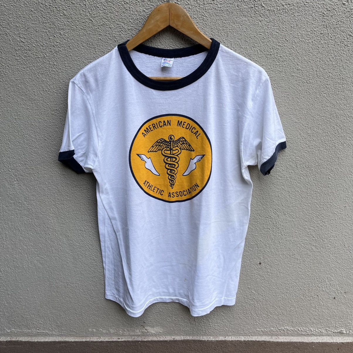 Champion Vintage 80s CHAMPION usa blue bar tee ringer Size US L / EU 52-54 / 3 - 1 Thumbnail
