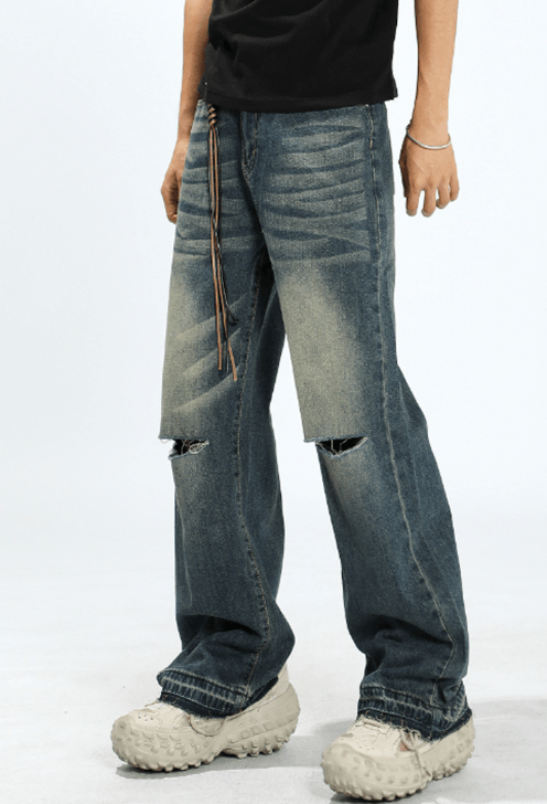 Japanese Brand × Jean American retro washed distressed loose ripped jeans Size US 32 / EU 48 - 2 Thumbnail