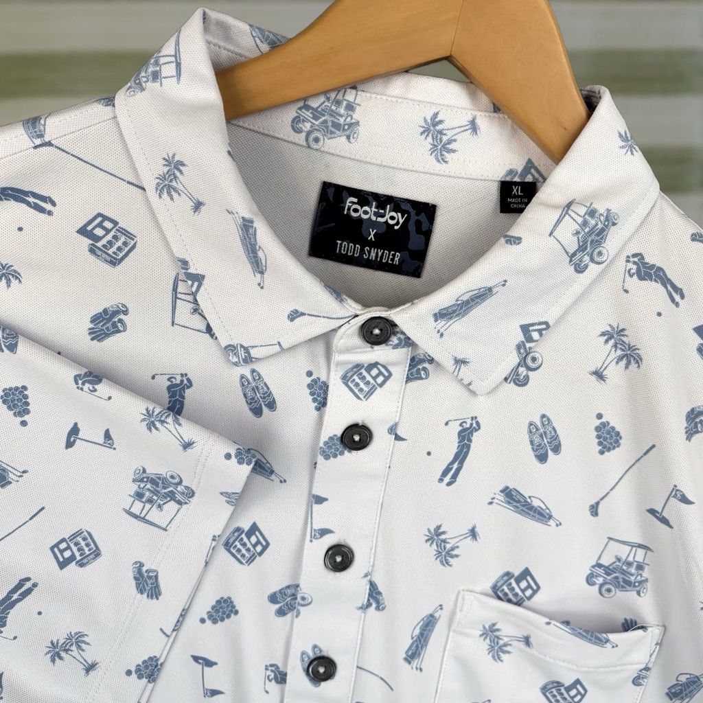 Footjoy FootJoy Polo Shirt Mens XL White All Over Print Golf Casual Shirt Size US XL / EU 56 / 4 - 1 Thumbnail