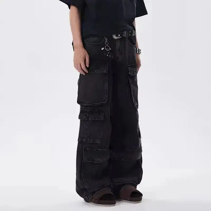 Japanese Brand Heavy vintage wash multi-pocket baggy design jeans Size US 34 / EU 50 - 3 Thumbnail