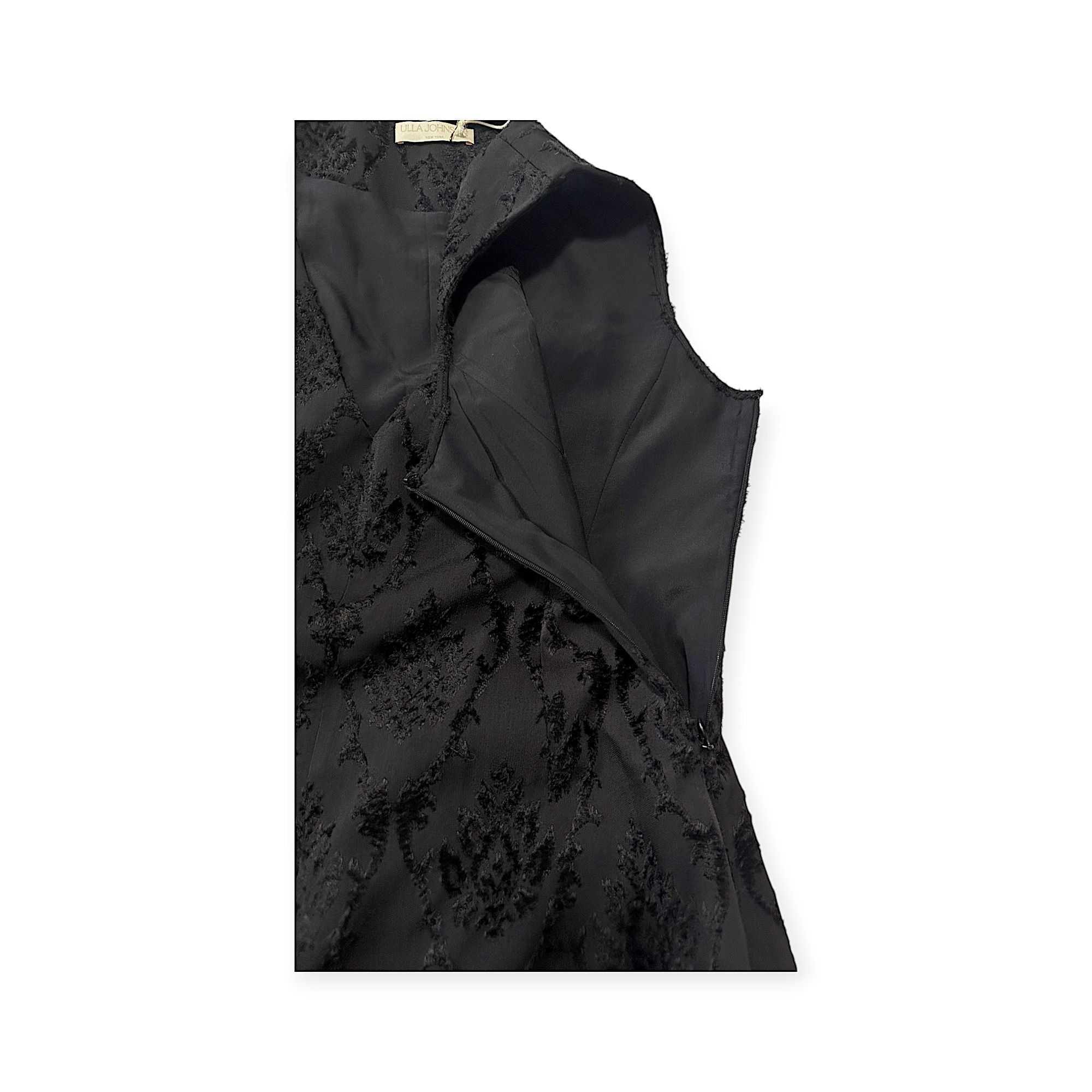 Ulla Johnson Elara Black Textured Midi Dress, Size 6, New wi