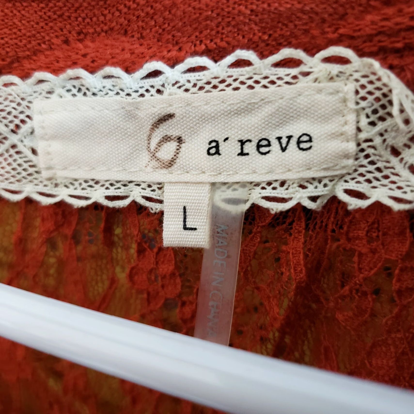 Vintage a'reve Womens Sweater L Orange Long Sleeve Lace Detail Pullover Knit Modern Regular Size Size L / US 10 / IT 46 - 6 Thumbnail