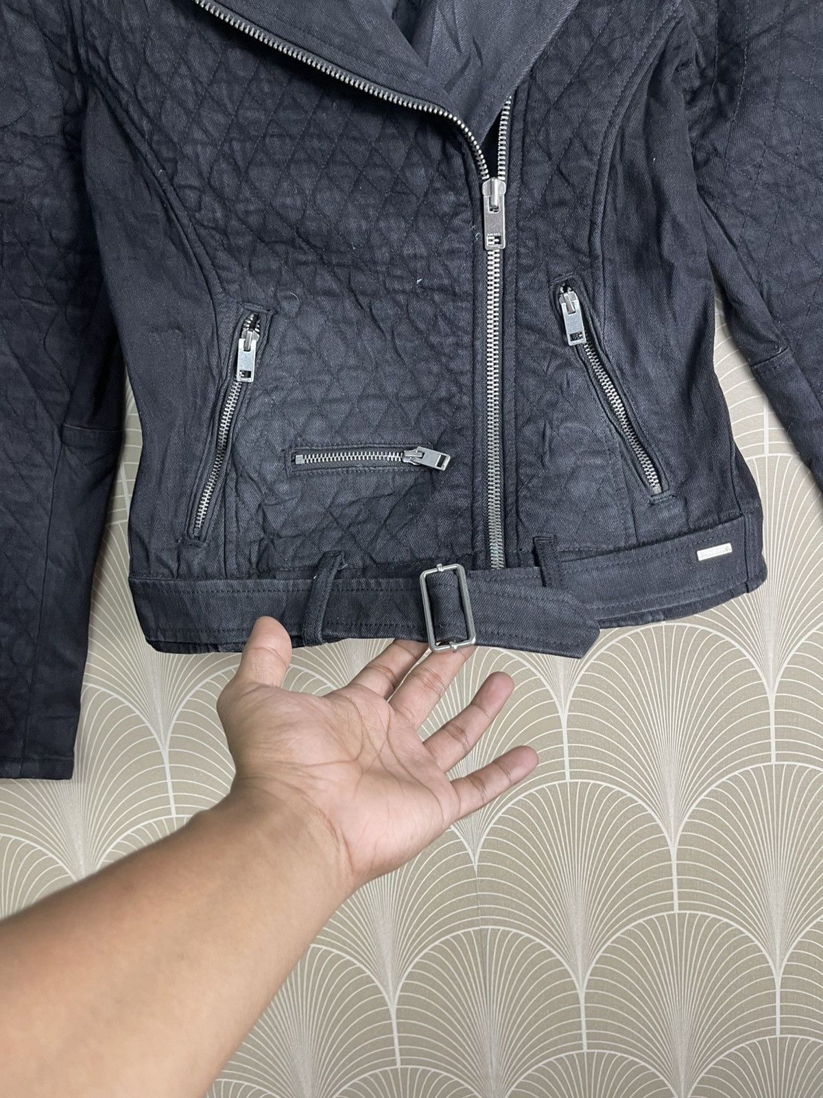 Diesel VINTAGE DIESEL QUILTED DOUBLE COLLAR BIKER JACKET Size US XS / EU 42 / 0 - 12 Thumbnail