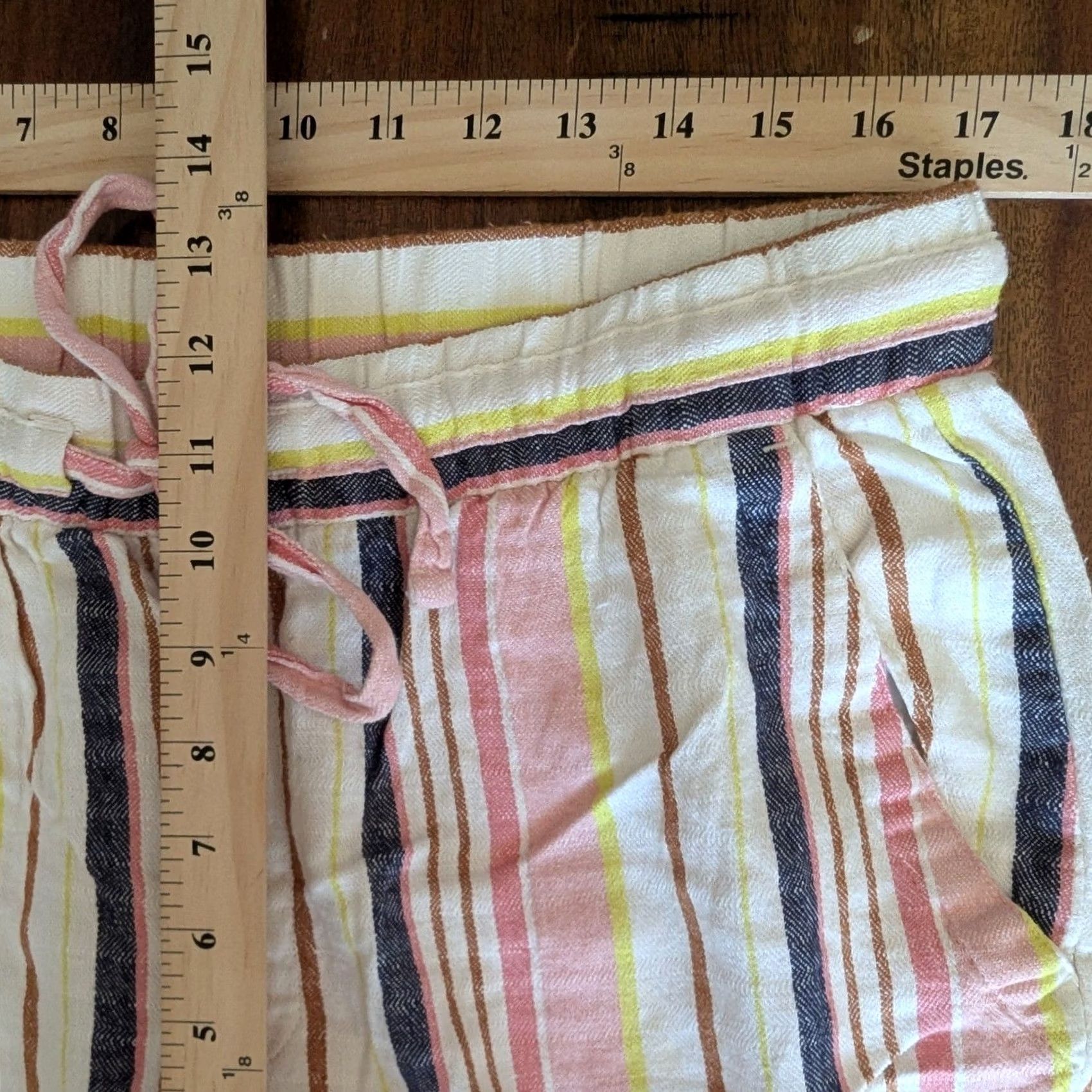 Old Navy Old Navy Multicolor Striped Linen Blend Wide Leg Drawstring Pants Casual Sz L Size 36" / US 14 / IT 50 - 7 Thumbnail