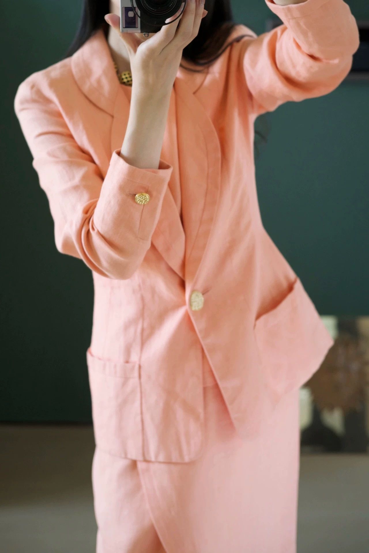 Chanel Chanel Vintage Peach Linen Suit Dress Set FR38 (M) Size S / US 4 / IT 40 - 7 Thumbnail