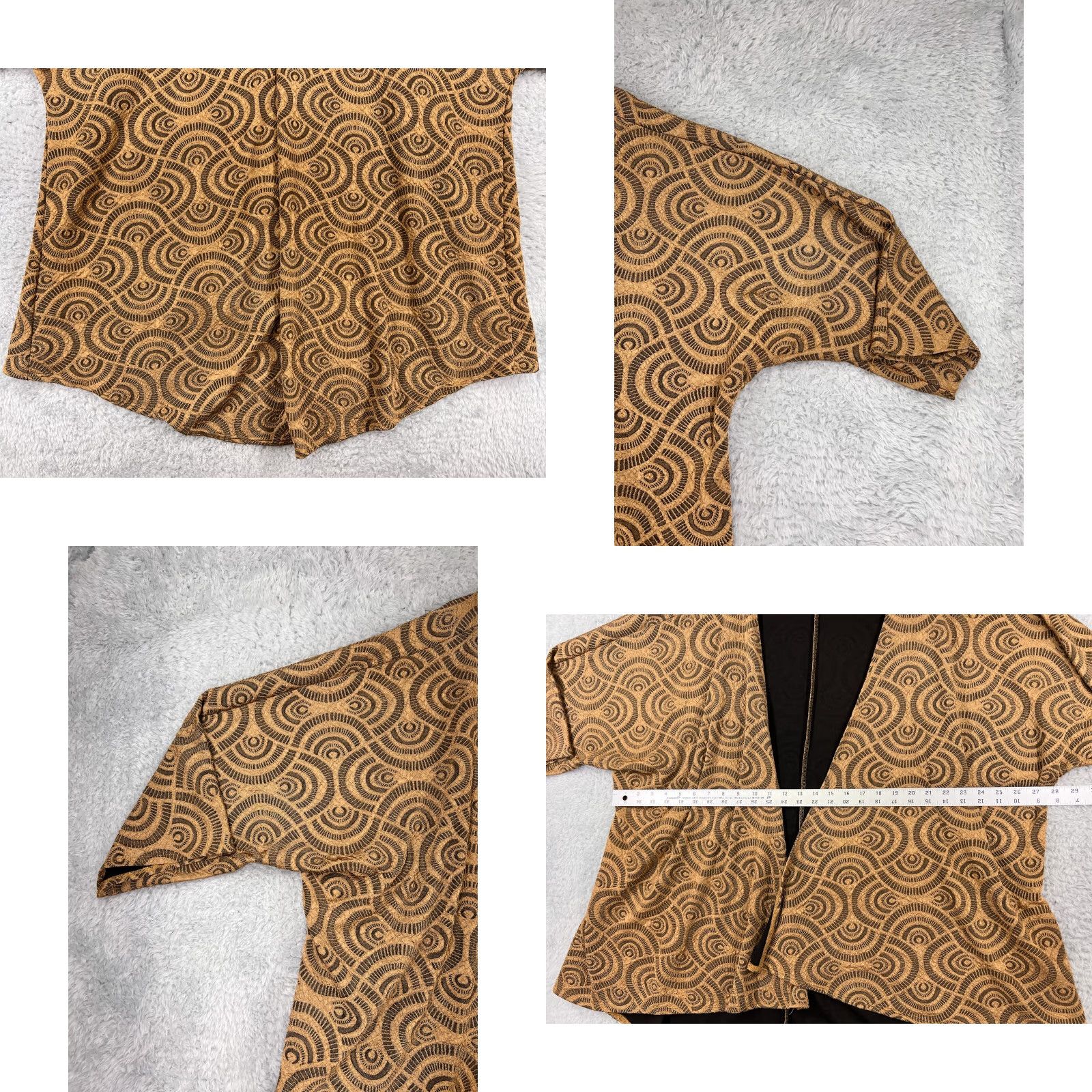 Vintage LuLaRoe Cardigan Women’s Large Lightweight Gold Black Pattern USA Made USA Size L / US 10 / IT 46 - 8 Thumbnail