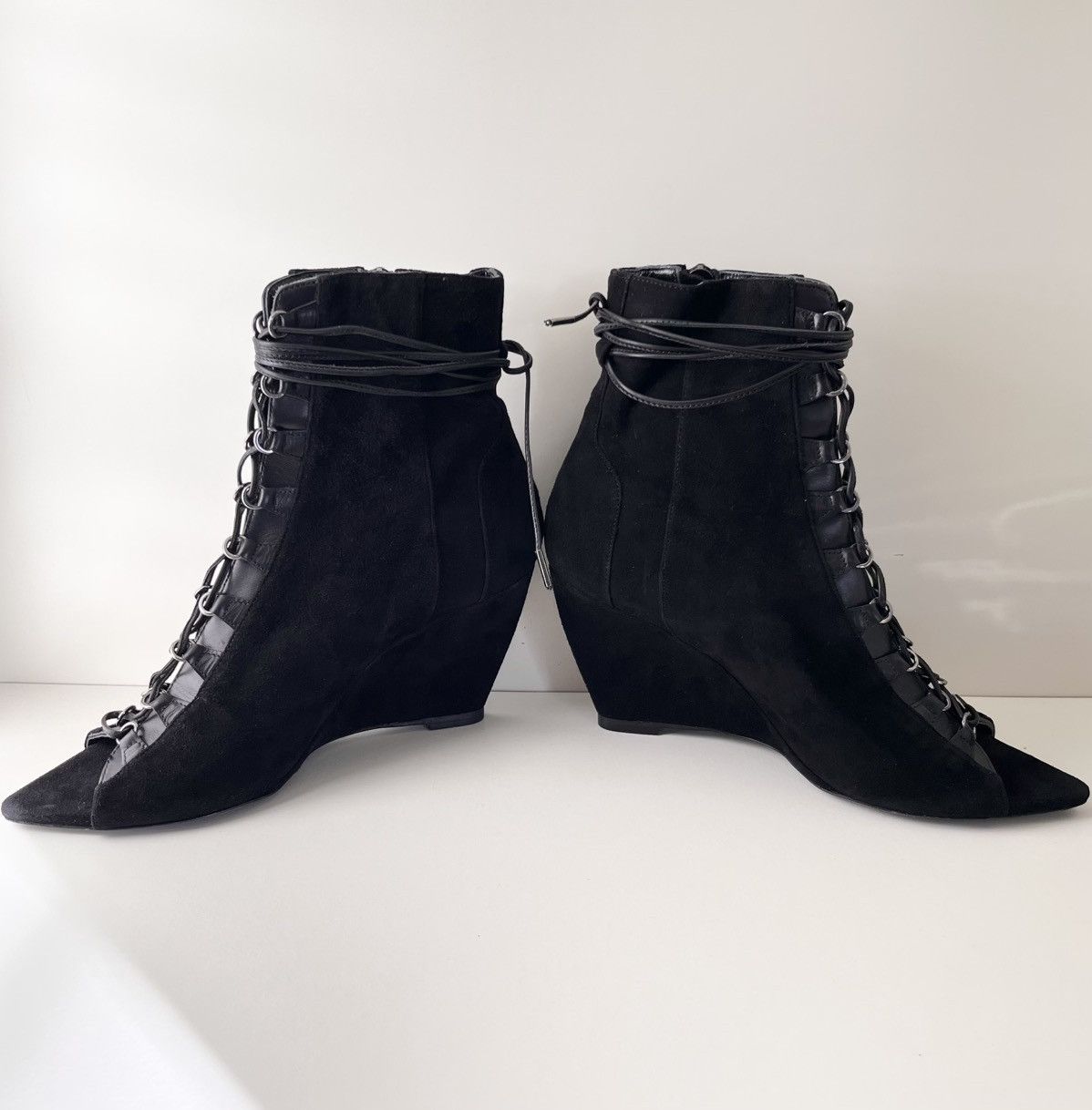Narciso Rodriguez Narciso Rodriguez Black suede Lace-Up Wedge Boots Size US 6.5 / IT 36.5 - 23 Thumbnail
