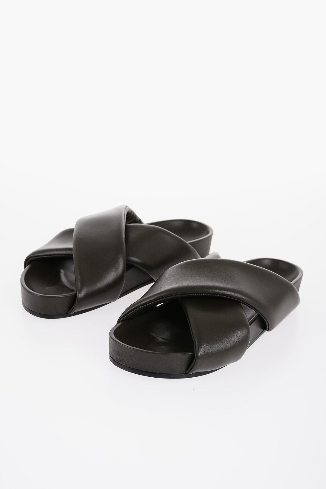 Jil Sander og1mm0625 Criss Cross Designed Leather Sandals in Black Size US 9 / EU 42 - 2 Thumbnail