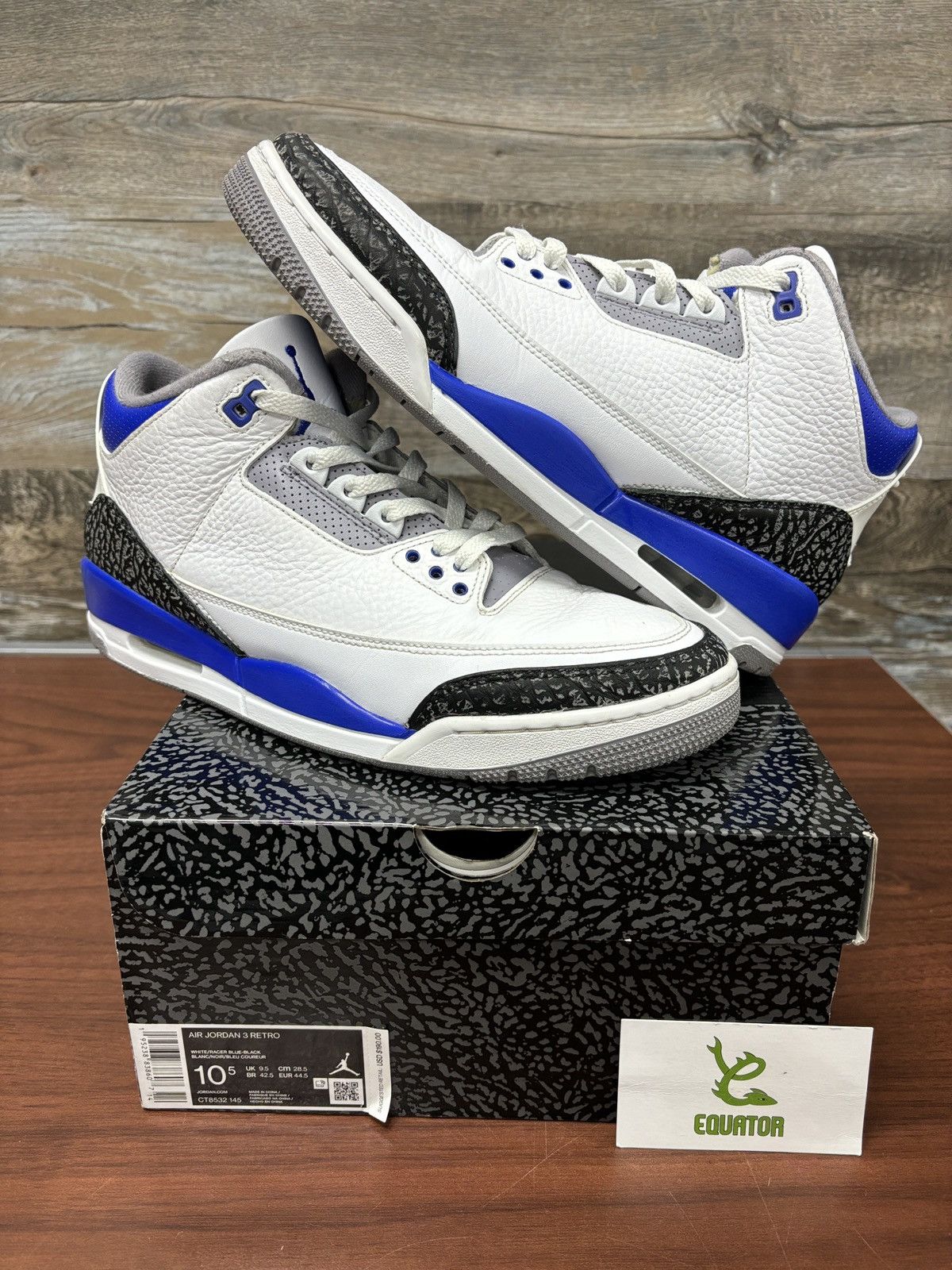 Pre-owned Jordan Nike Air Jordan 3 Racer Blue Size 10.5 Shoes In White
