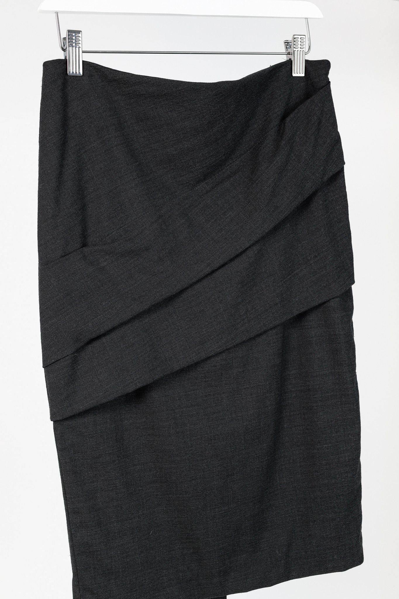 Brunello Cucinelli Brunello Cucinelli Grey Wool-Crepe Pleated Pencil Skirt Size 28" / US 6 / IT 42 - 3 Thumbnail
