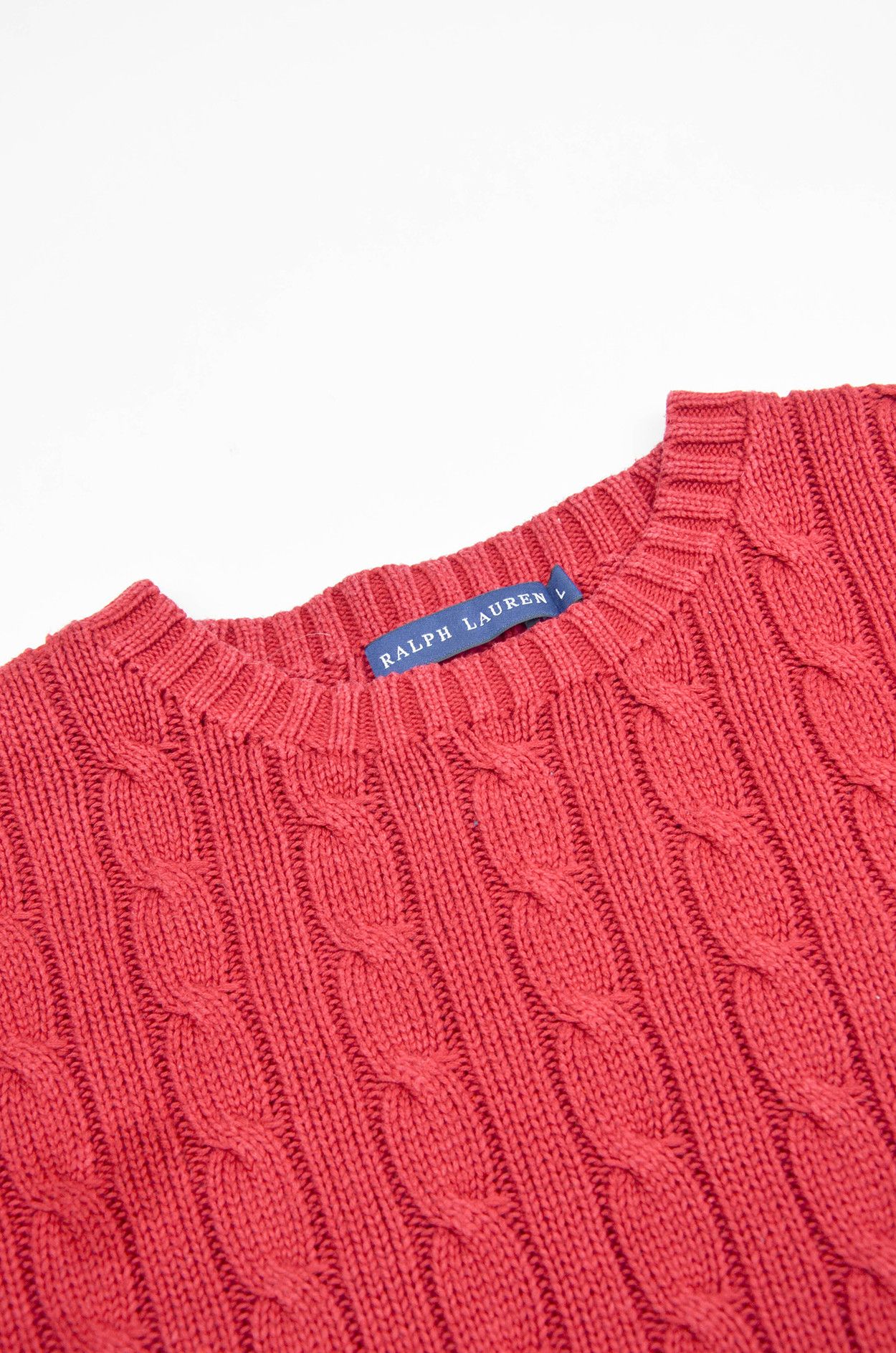 Ralph Lauren Ralph Lauren Red Cable Knit Sweater - Size L Size L / US 10 / IT 46 - 6 Thumbnail