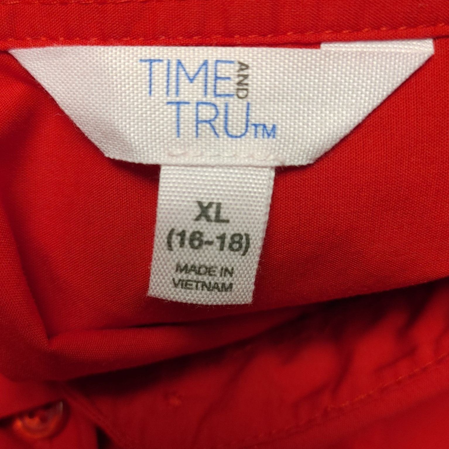 Other Time & Tru Women's Bright Red Long Sleeve Button Down Top XL Size XL / US 12-14 / IT 48-50 - 3 Thumbnail