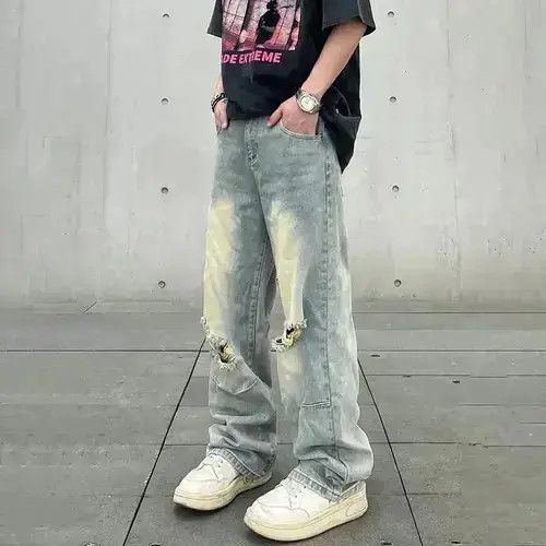 Japanese Brand Streetwear Ripped Baggy Jeans Men Size US 32 / EU 48 - 5 Thumbnail