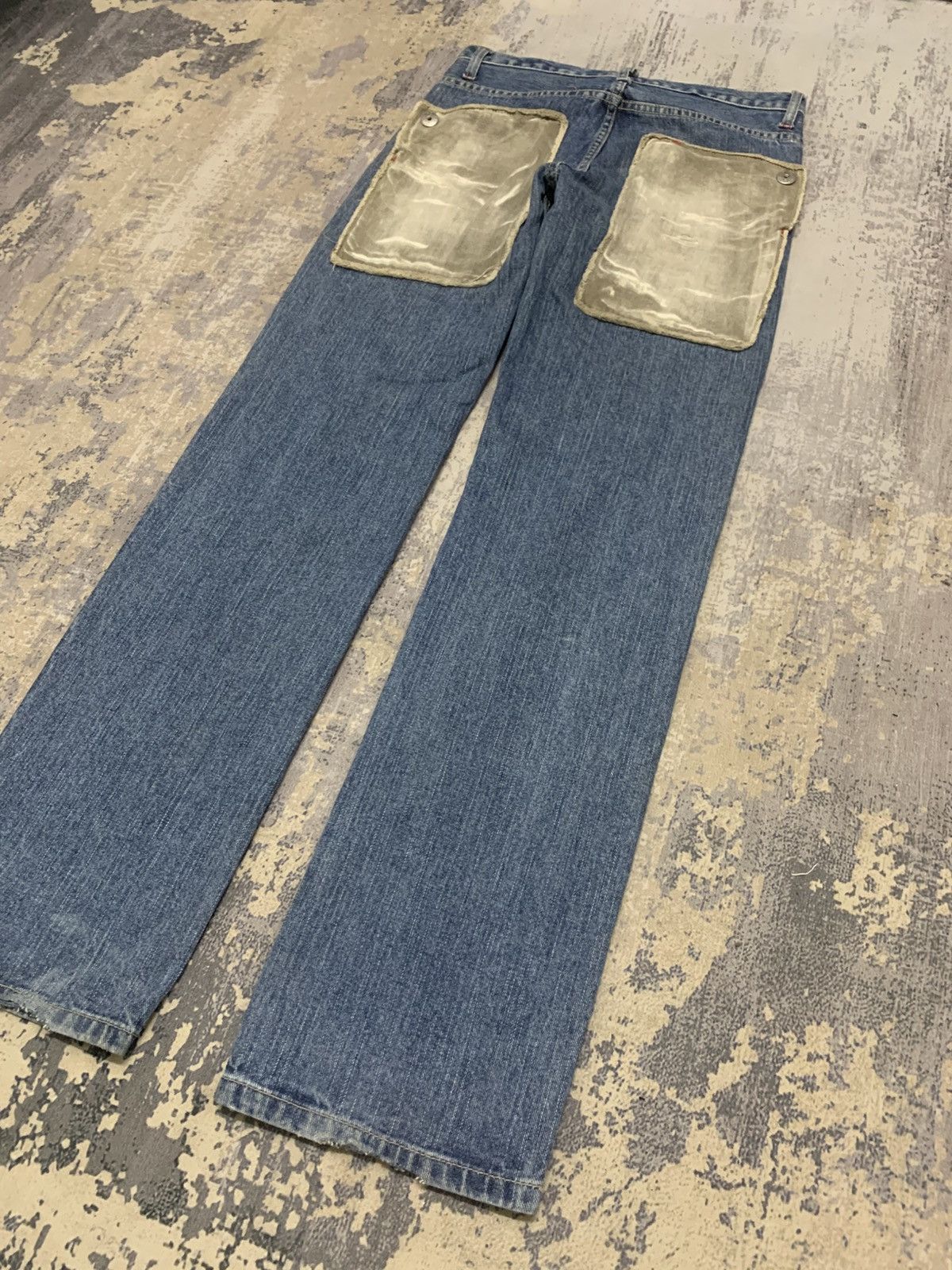 If Six Was Nine VINTAGE TOUGH JEANSMITH PATCHWORK DISTRESSED DENIM Size US 31 - 15 Thumbnail