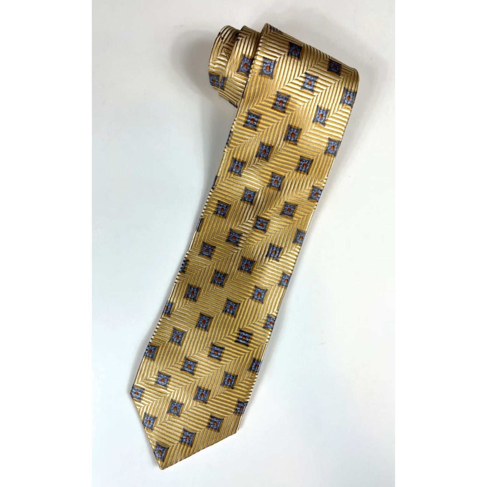 Ermenegildo Zegna VINTAGE Ermenegildo Zegna Silk Tie Foulard Gold Made in Italy Men’s Tie 57"-60" Wide 3.75" 100% Silk"} Size ONE SIZE - 2 Thumbnail