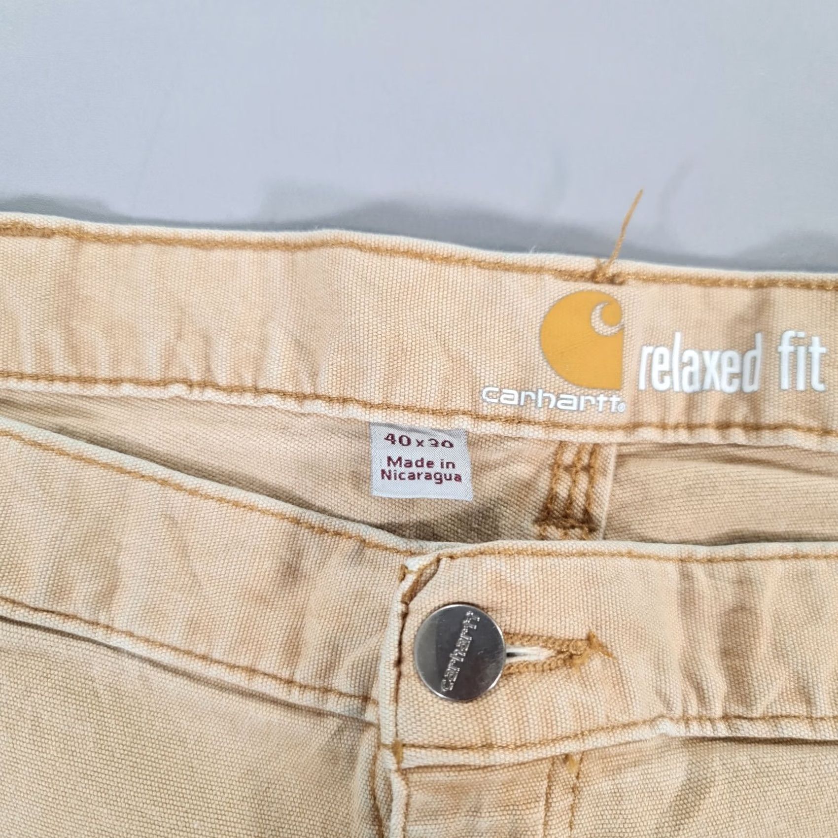 Carhartt VINTAGE Carhartt Mens Trousers Beige W30 L30 Rugged Flex Relaxed Fit Canvas Pants 102517 Size US 40 / EU 56 - 4 Thumbnail