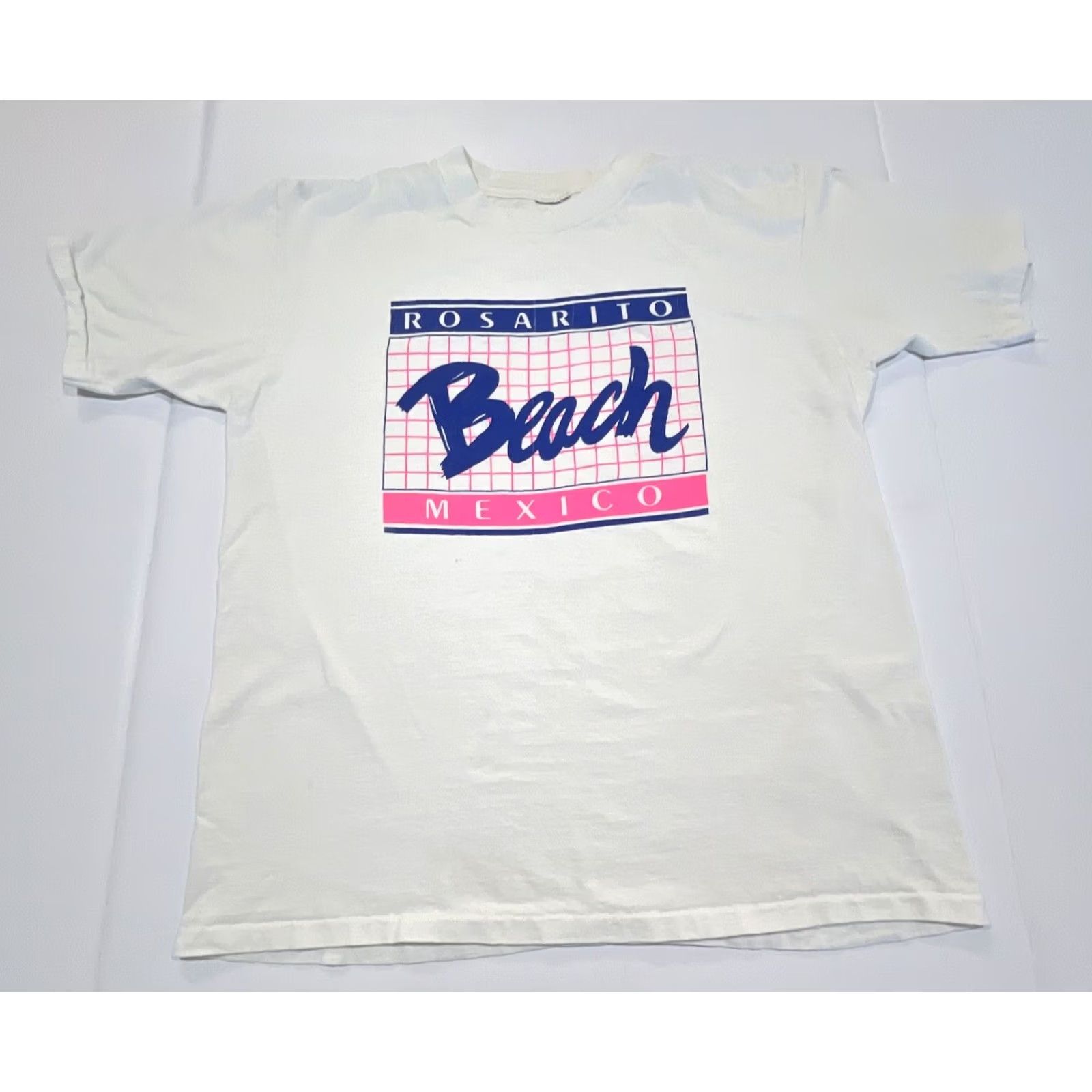 Vintage VINTAGE Rosarito Beach Mexico Single Stitch Spring Break Bright Neon T Shirt XL Unisex White 1990s Graphic Tee Sportswear/Beach Mens Womens Size US XL / EU 56 / 4 - 3 Thumbnail