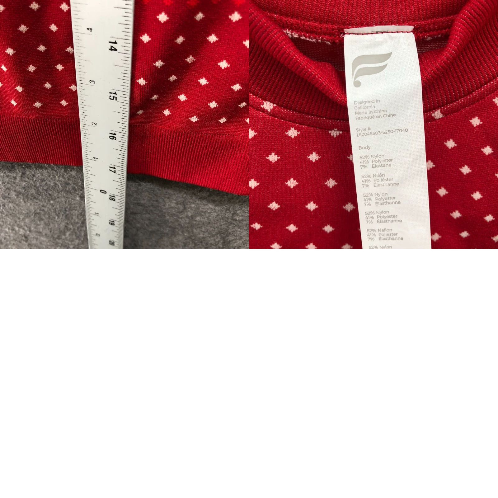 Fabletics Fabletics Cropped Seamless Christmas Holiday Fair Isle Mock Neck Womens M Red Long Sleeve Top Size M / US 6-8 / IT 42-44 - 8 Thumbnail