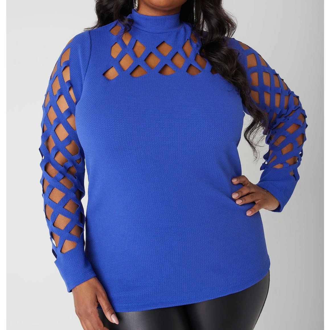 Other PLUS Size 5X | Womens Cutout Textured Stretch Knit Top | NWT Size 4XL / US 24-26 - 1 Thumbnail