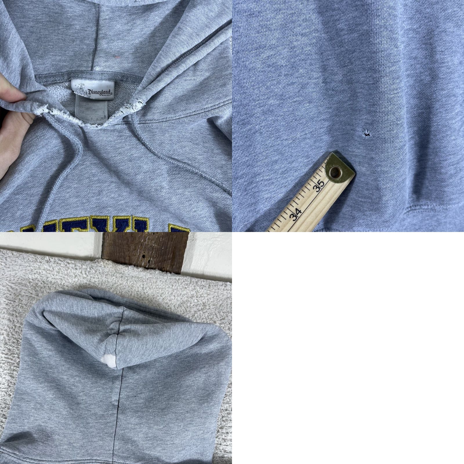 Disney VINTAGE Disney Disneyland Resort Hoodie Sweatshirt Mens 2XL Gray Y2K Heavy Distressed Size US XXL / EU 58 / 5 - 10 Thumbnail